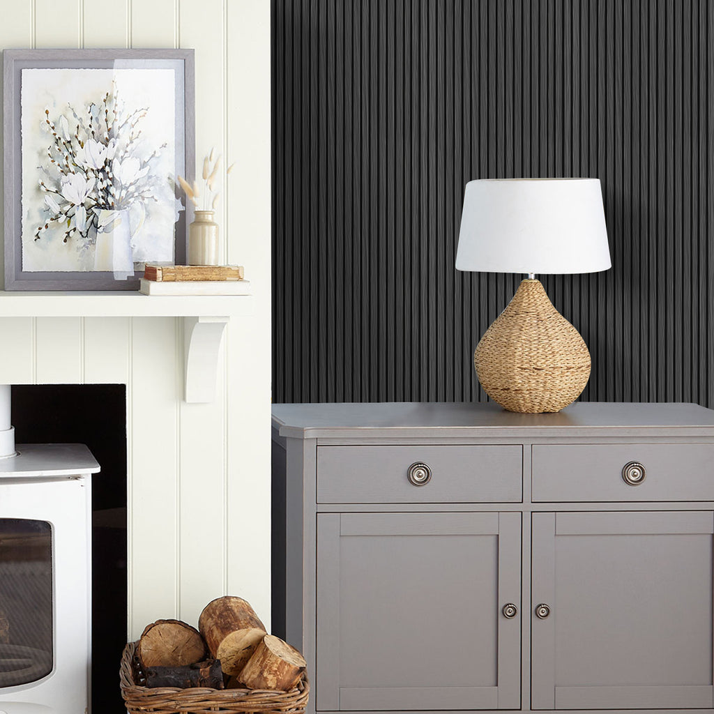 Sticky Back Plastic Vinyl Wrap - Ebony Slat - For Furniture & Kitchen Cupboards