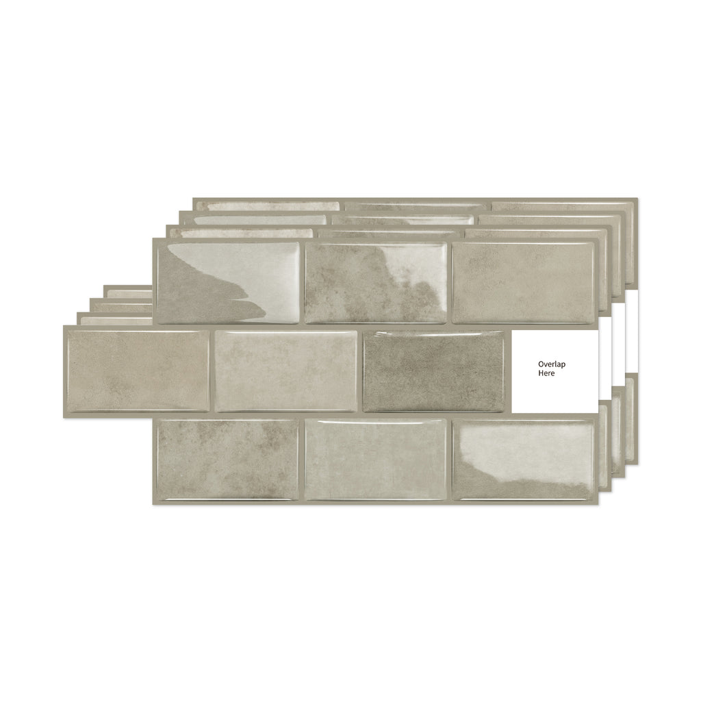 3D Gel Subway Tiles - Warm Taupe - Premium Peel and Stick Kitchen Splashback