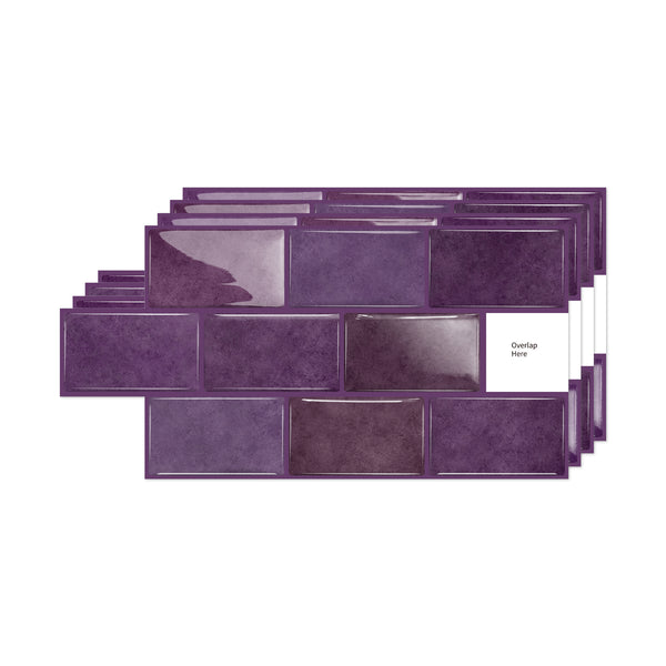 3D Gel Subway Tiles - Midnight Violet - Premium Peel and Stick Kitchen Splashback