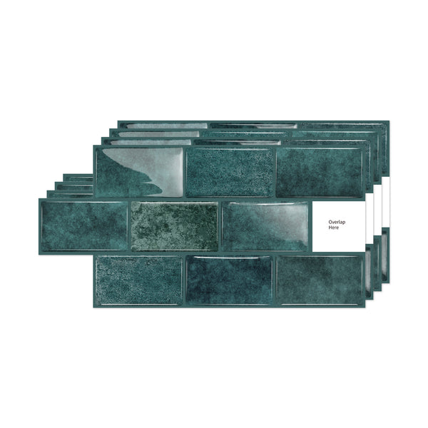 3D Gel Subway Tiles - Deep Teal - Premium Peel and Stick Kitchen Splashback
