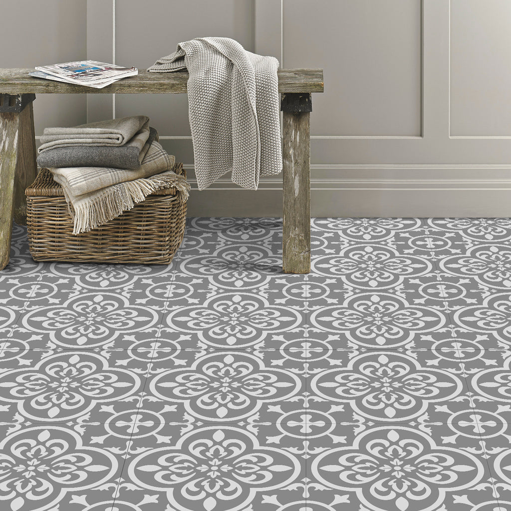 Vinyl Floor Tiles - Antique Slate - Non-Slip Peel and Stick Flooring