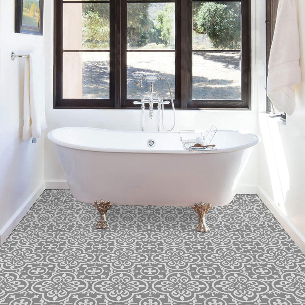 Vinyl Floor Tiles - Antique Slate - Non-Slip Peel and Stick Flooring