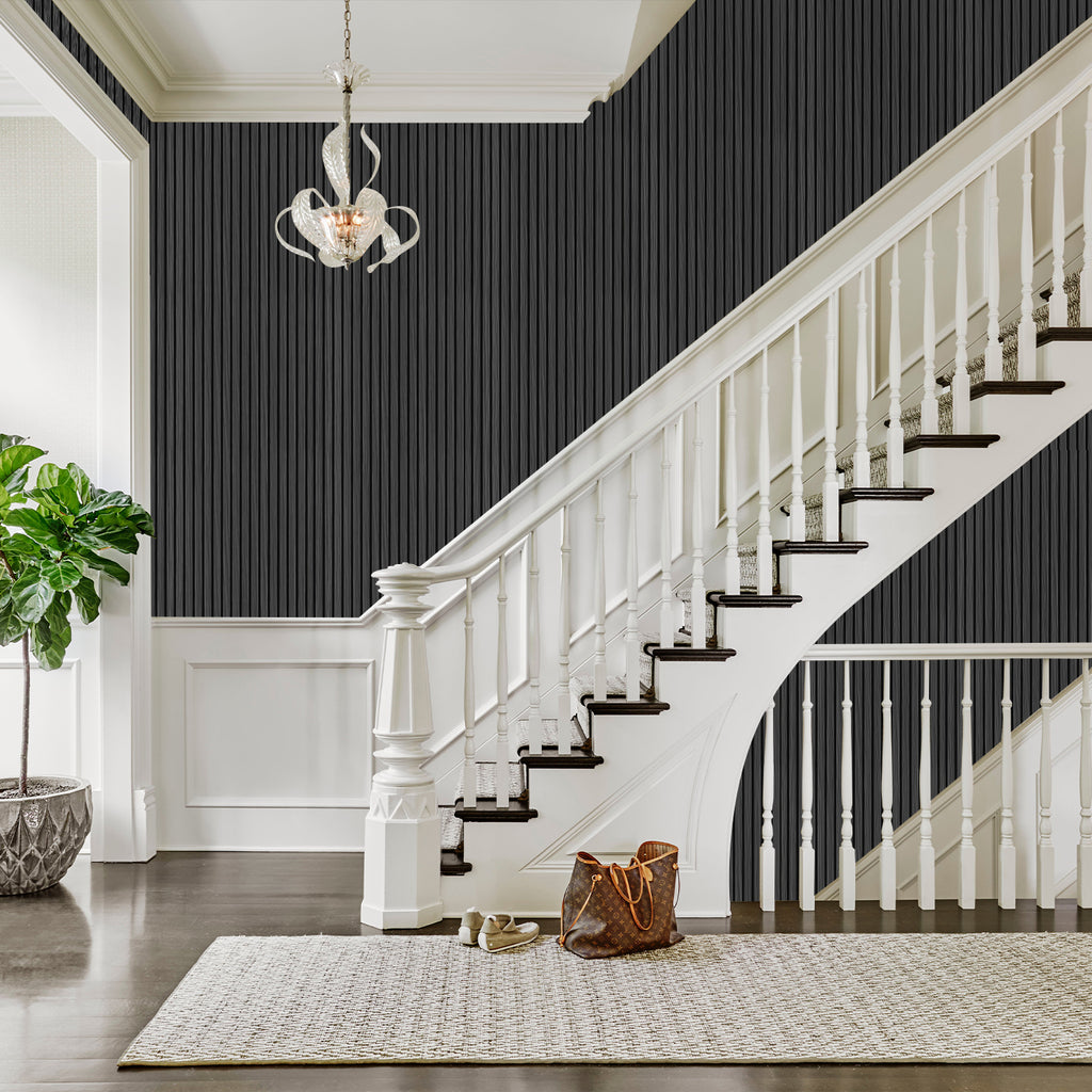 Sticky Back Plastic Vinyl Wrap - Ebony Slat - For Furniture & Kitchen Cupboards