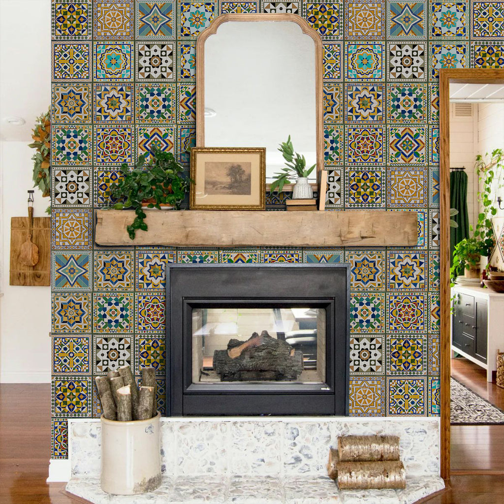 Vintage Patterned 3D Foam Tiles - Santorini Star - Soft Embossed Wall Panels