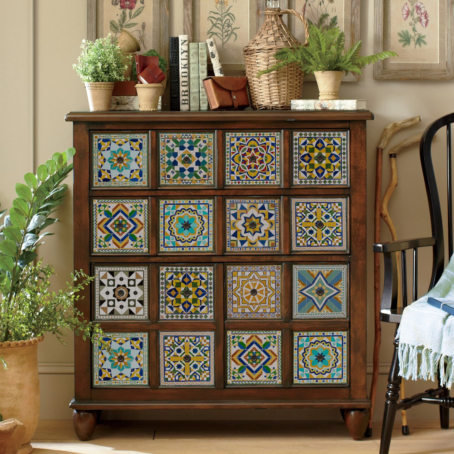 Vintage Patterned 3D Foam Tiles - Santorini Star - Soft Embossed Wall Panels