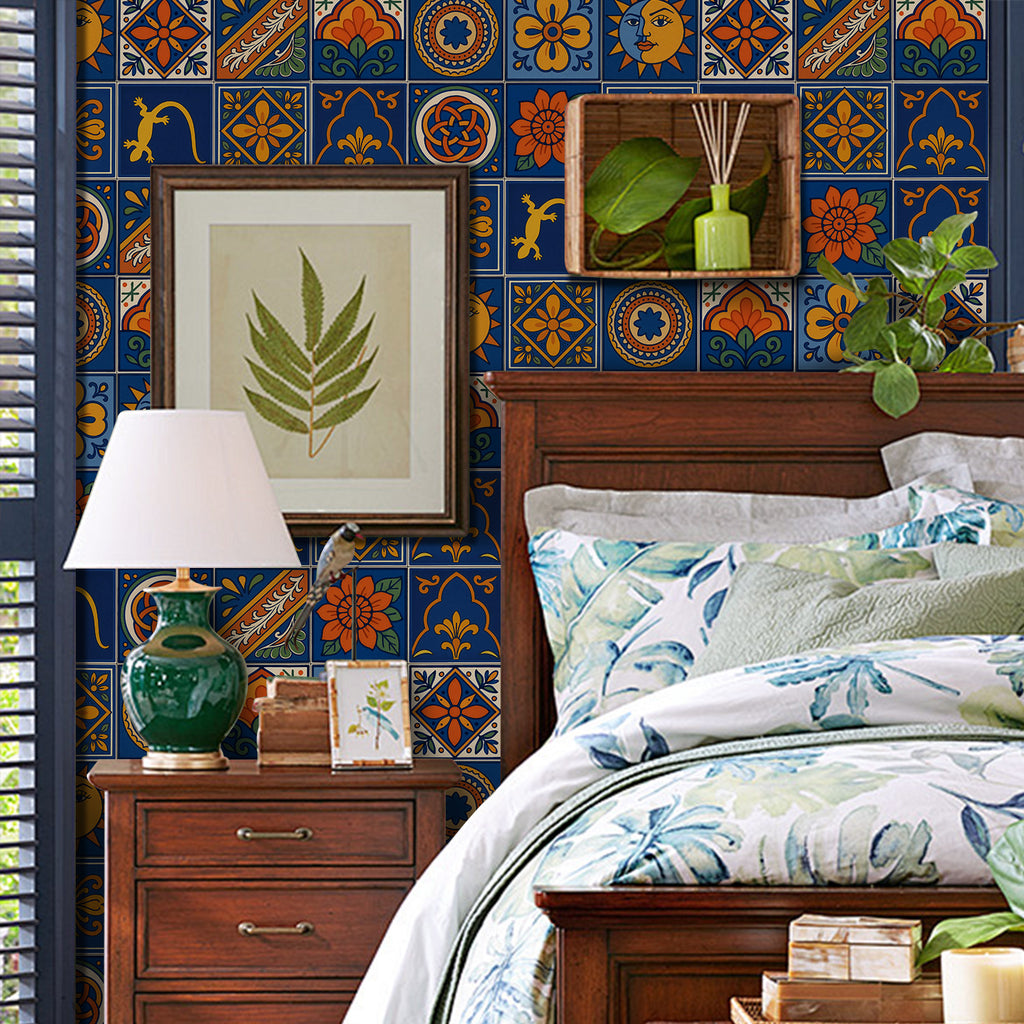 Vintage Patterned 3D Foam Tiles - Midnight Compass - Soft Embossed Wall Panels