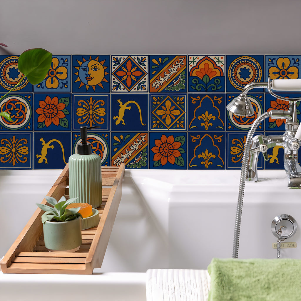 Vintage Patterned 3D Foam Tiles - Midnight Compass - Soft Embossed Wall Panels