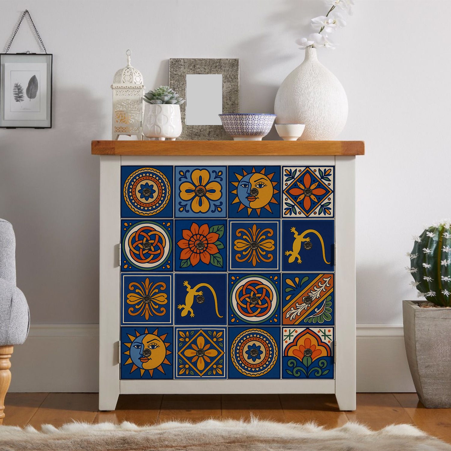 Vintage Patterned 3D Foam Tiles - Midnight Compass - Soft Embossed Wall Panels