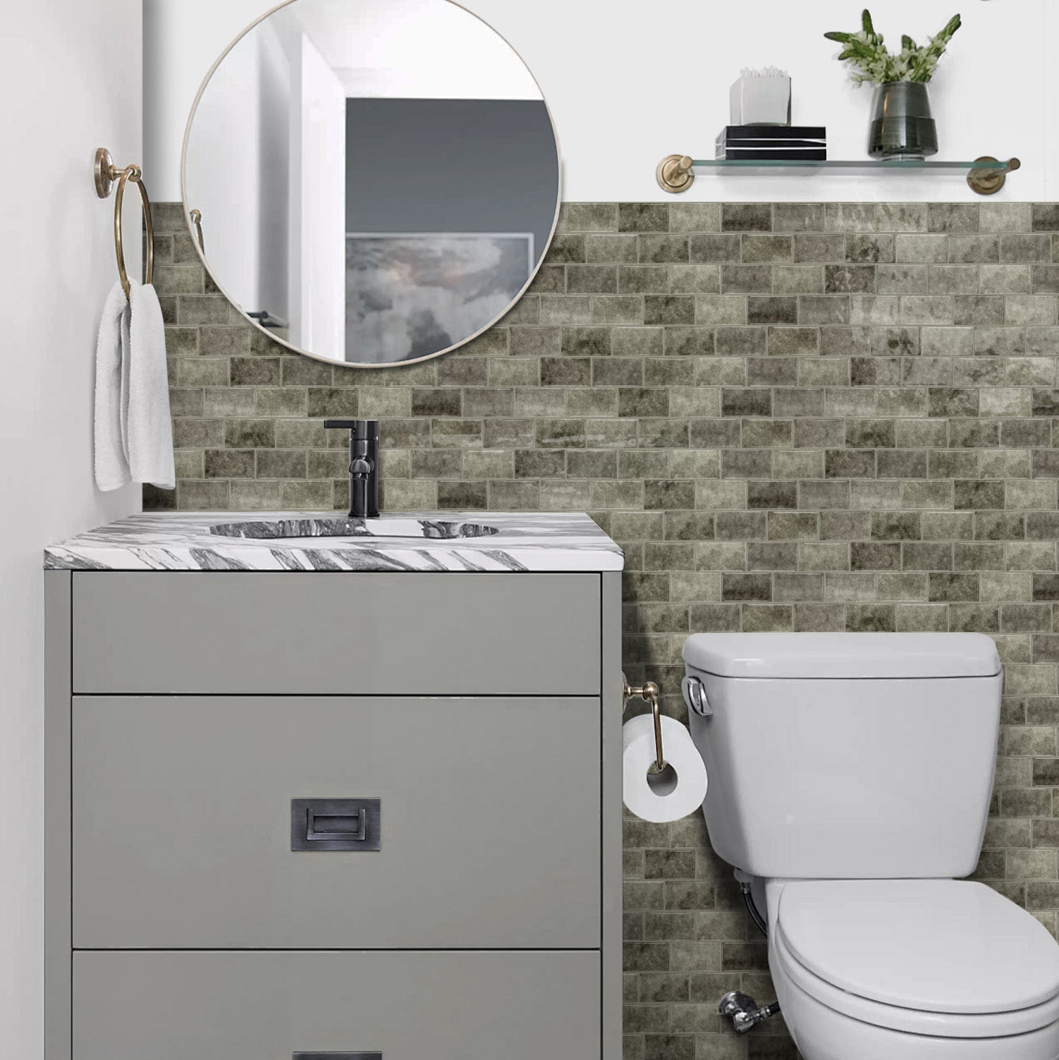 3D Gel Subway Tiles - Urban Greige - Premium Peel and Stick Kitchen Splashback
