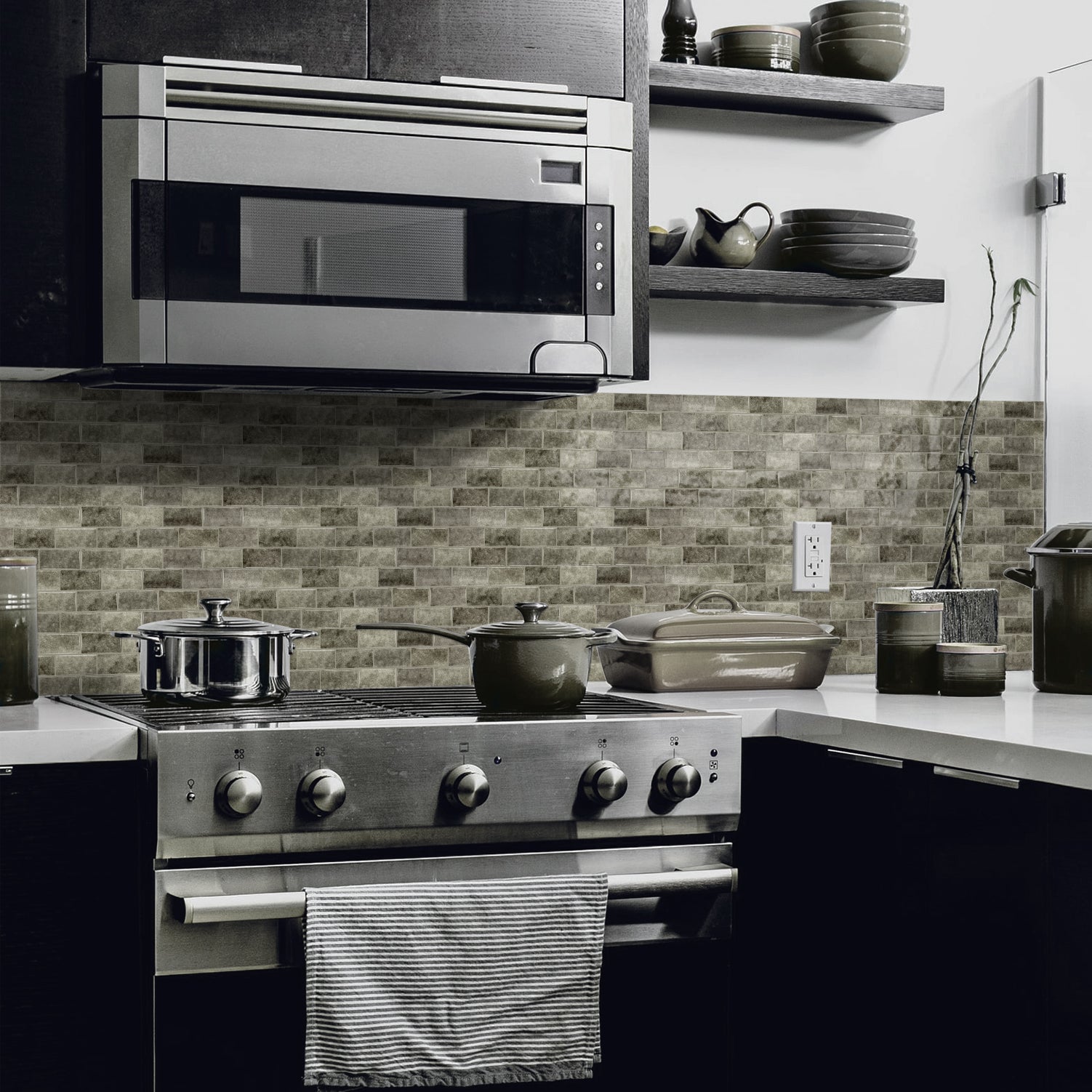 3D Gel Subway Tiles - Urban Greige - Premium Peel and Stick Kitchen Splashback