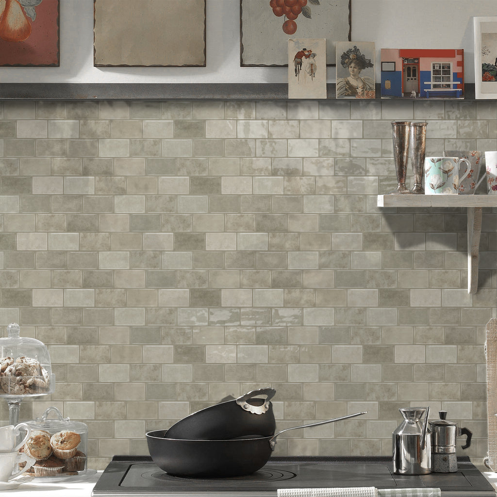 3D Gel Subway Tiles - Warm Taupe - Premium Peel and Stick Kitchen Splashback