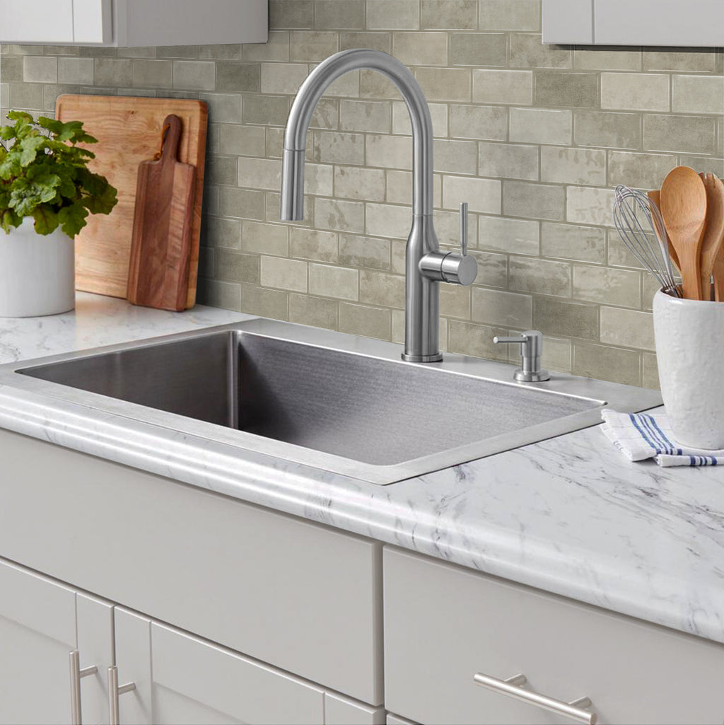 3D Gel Subway Tiles - Warm Taupe - Premium Peel and Stick Kitchen Splashback