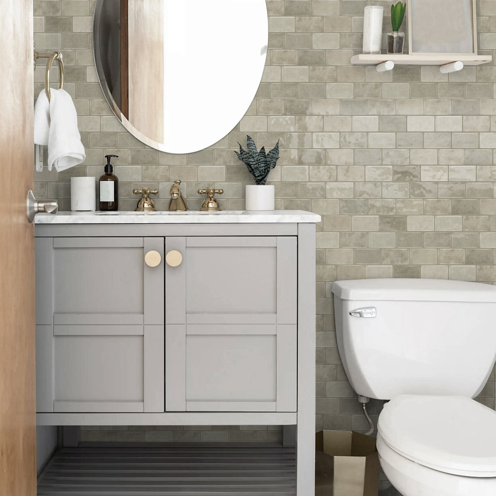 3D Gel Subway Tiles - Warm Taupe - Premium Peel and Stick Kitchen Splashback