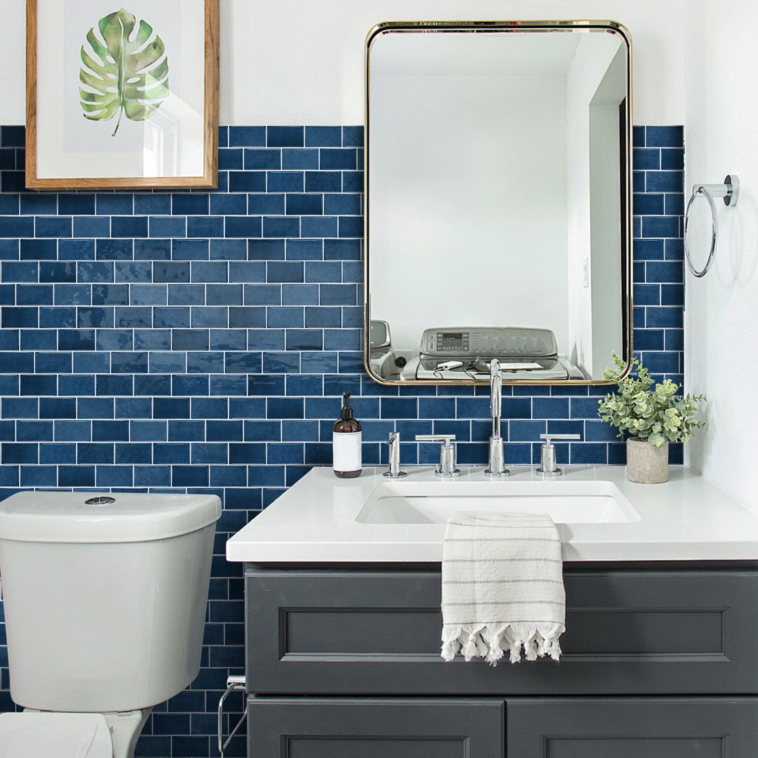 3D Gel Subway Tiles - Sapphire Blue - Premium Peel and Stick Kitchen Splashback