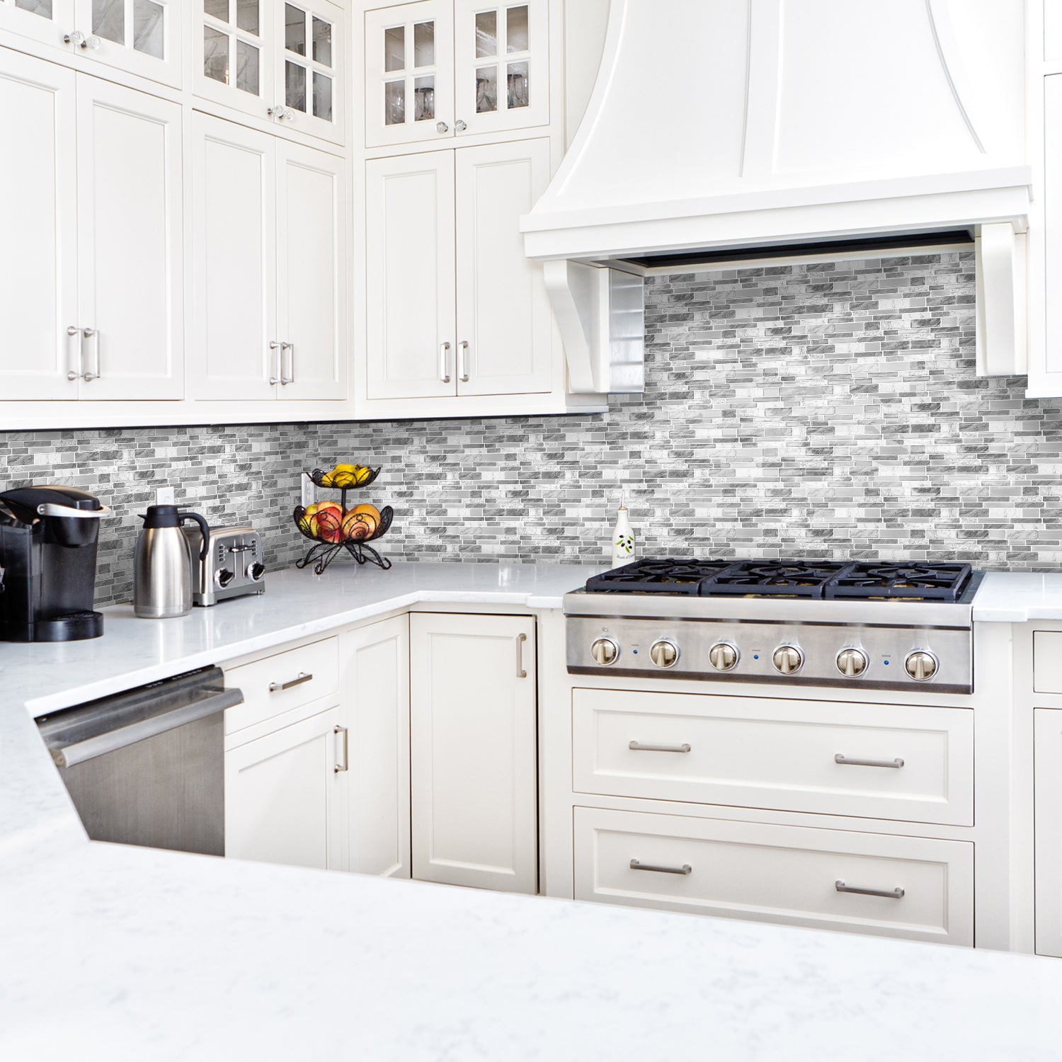 Silver Grey Marble 3D Gel Mosaic Tiles - Heat Resistant Stick on Splashback