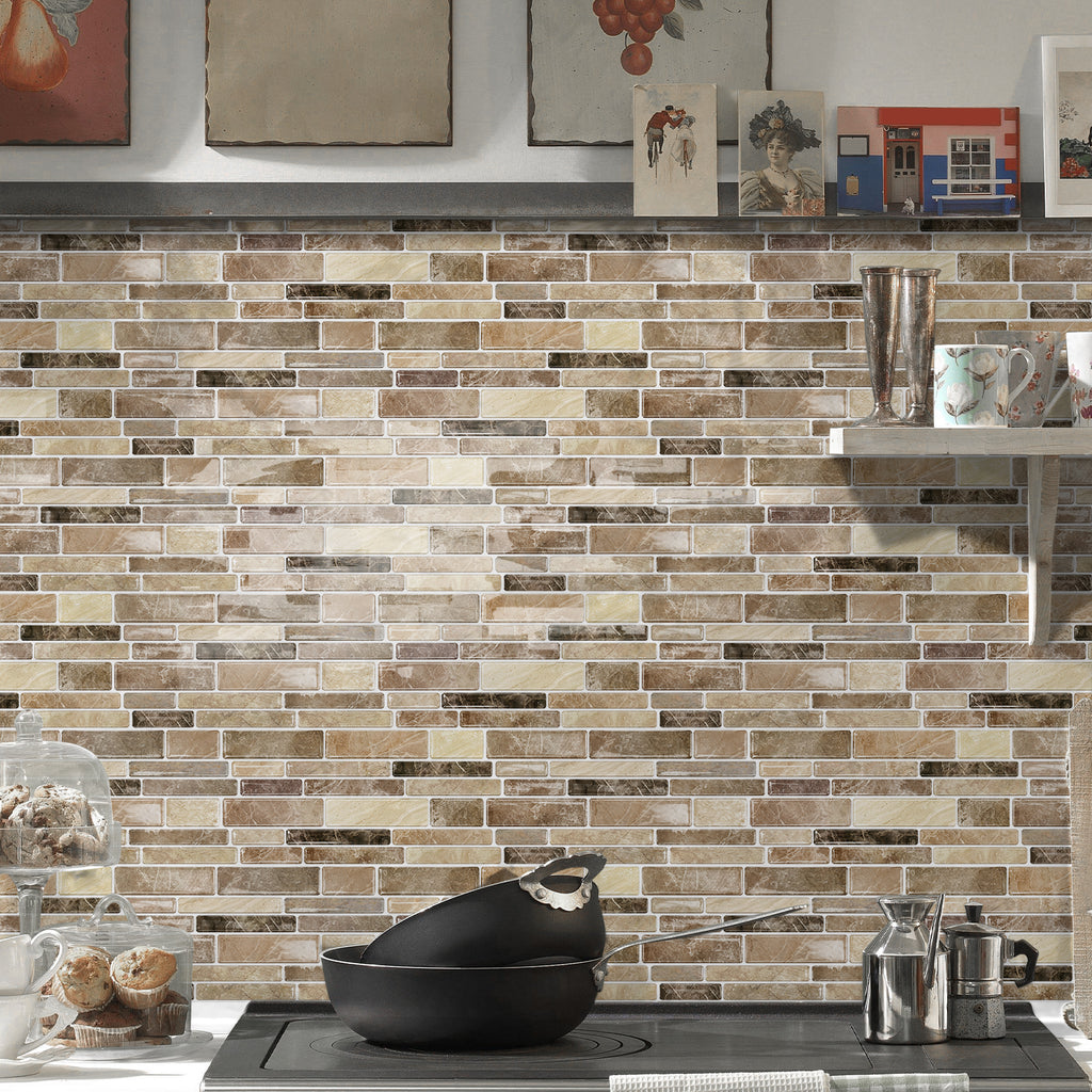 Desert Sand Marble 3D Gel Mosaic Tiles - Heat Resistant Stick on Splashback