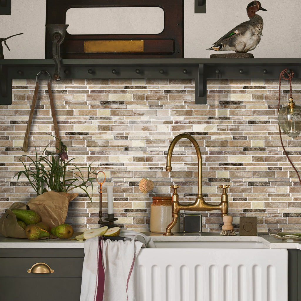 Desert Sand Marble 3D Gel Mosaic Tiles - Heat Resistant Stick on Splashback