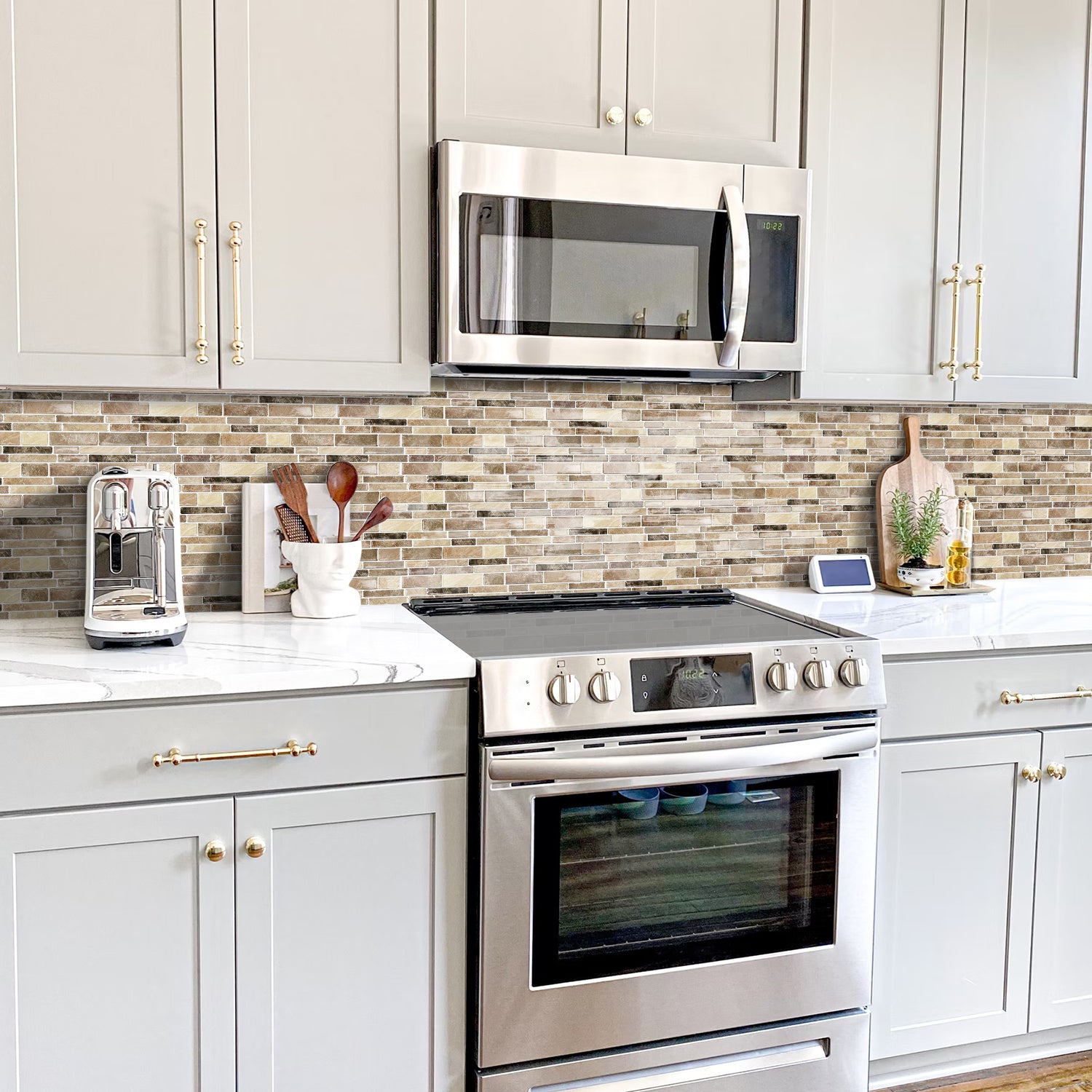 Desert Sand Marble 3D Gel Mosaic Tiles - Heat Resistant Stick on Splashback