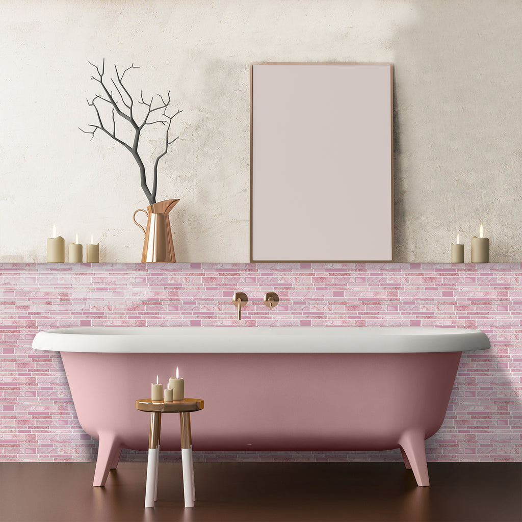 Blush Pink Marble 3D Gel Mosaic Tiles - Heat Resistant Stick on Splashback