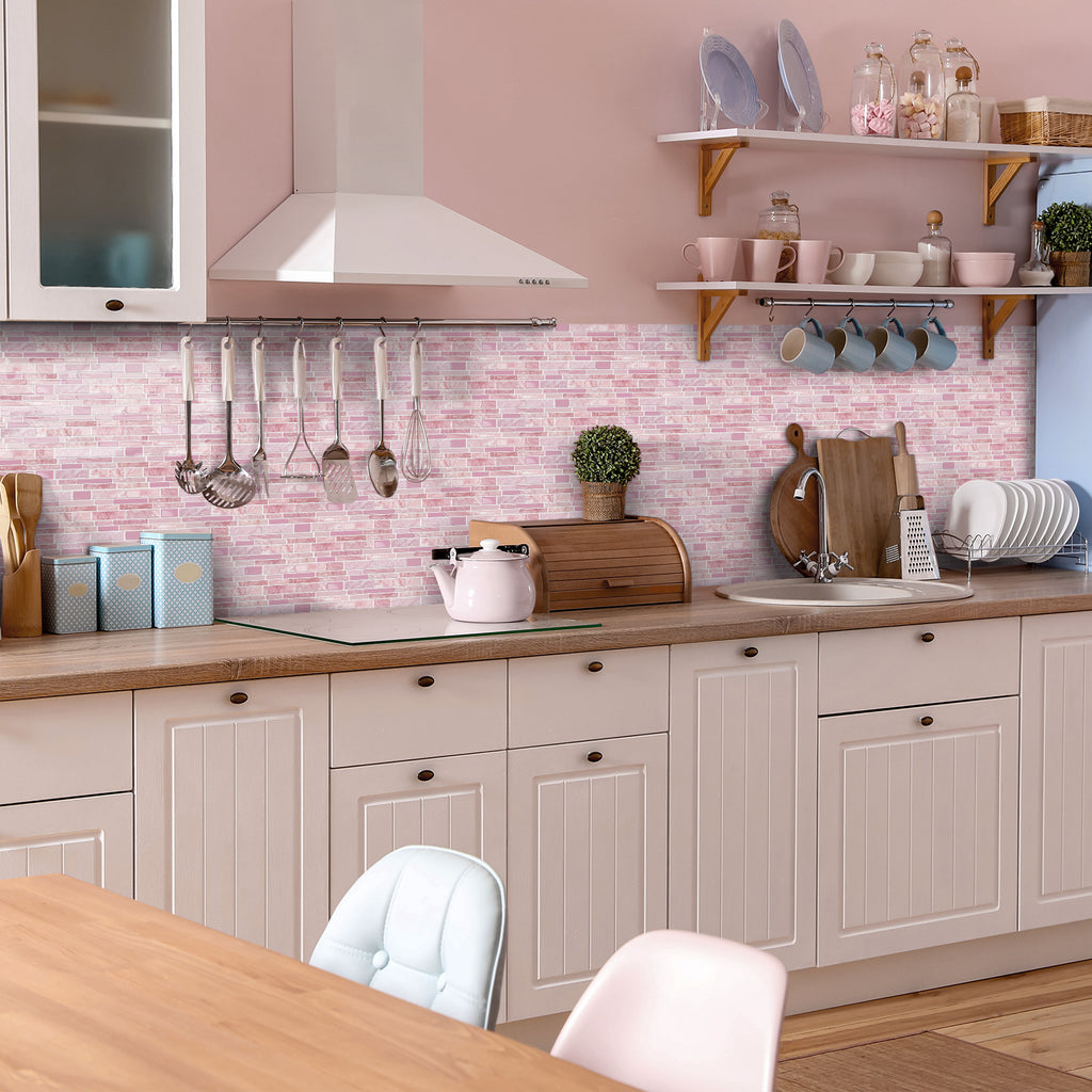 Blush Pink Marble 3D Gel Mosaic Tiles - Heat Resistant Stick on Splashback