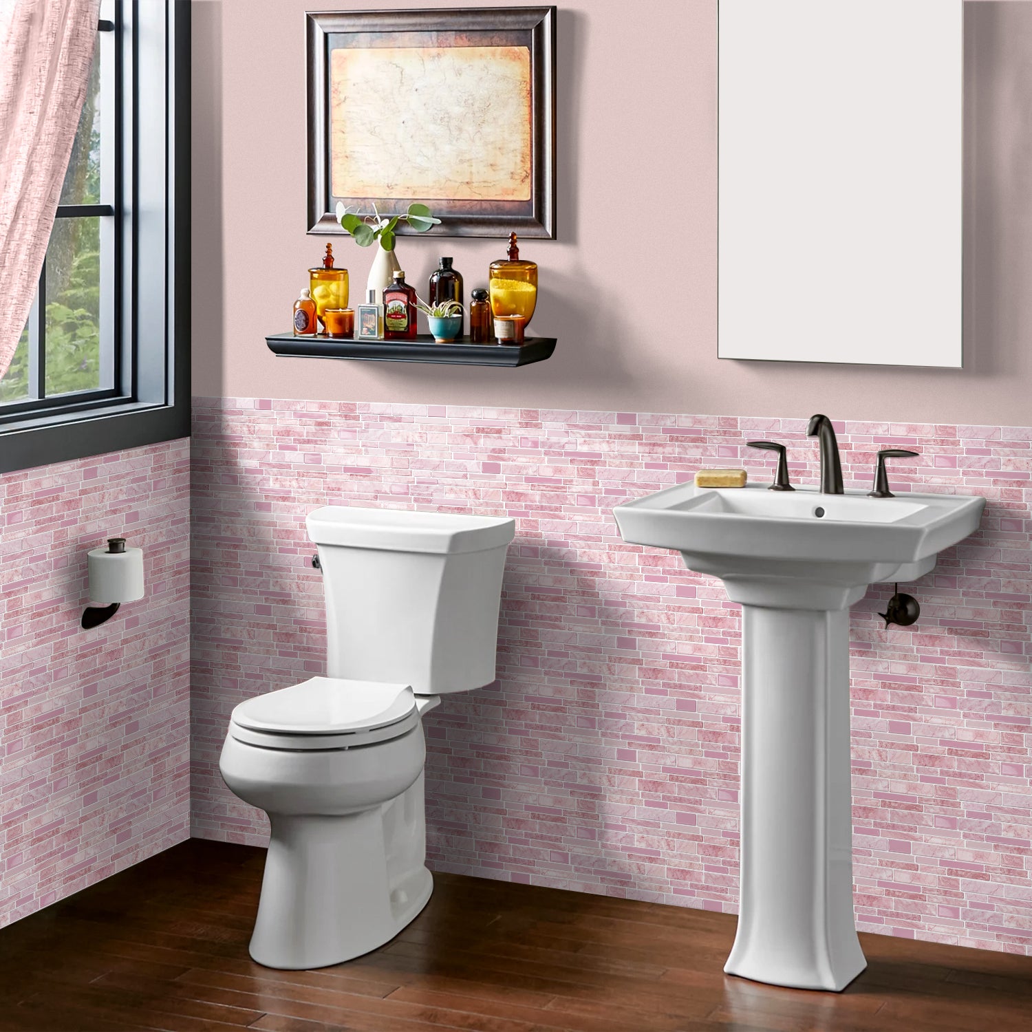 Blush Pink Marble 3D Gel Mosaic Tiles - Heat Resistant Stick on Splashback