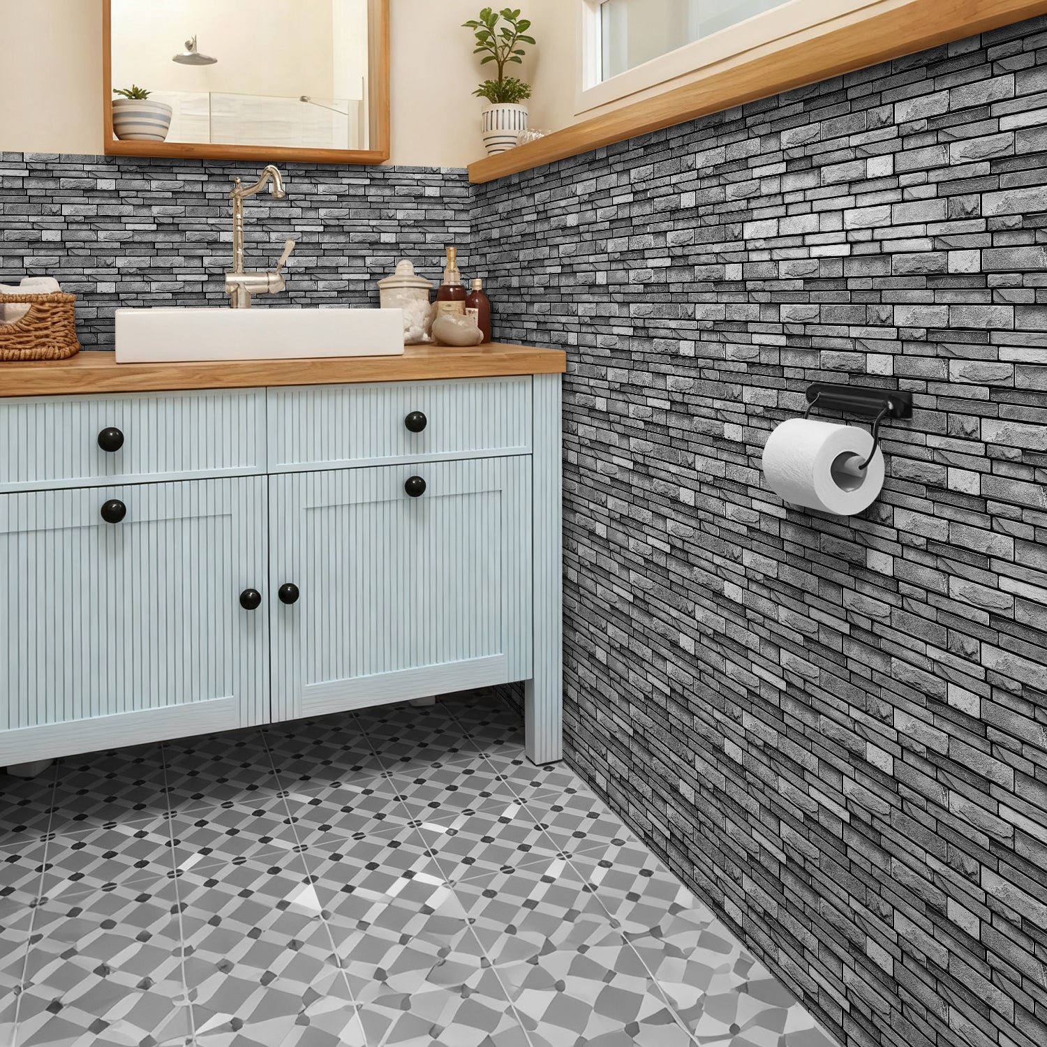 Ash Grey Slate Faux Stone Gel Tiles - 3D Peel and Stick Splashback