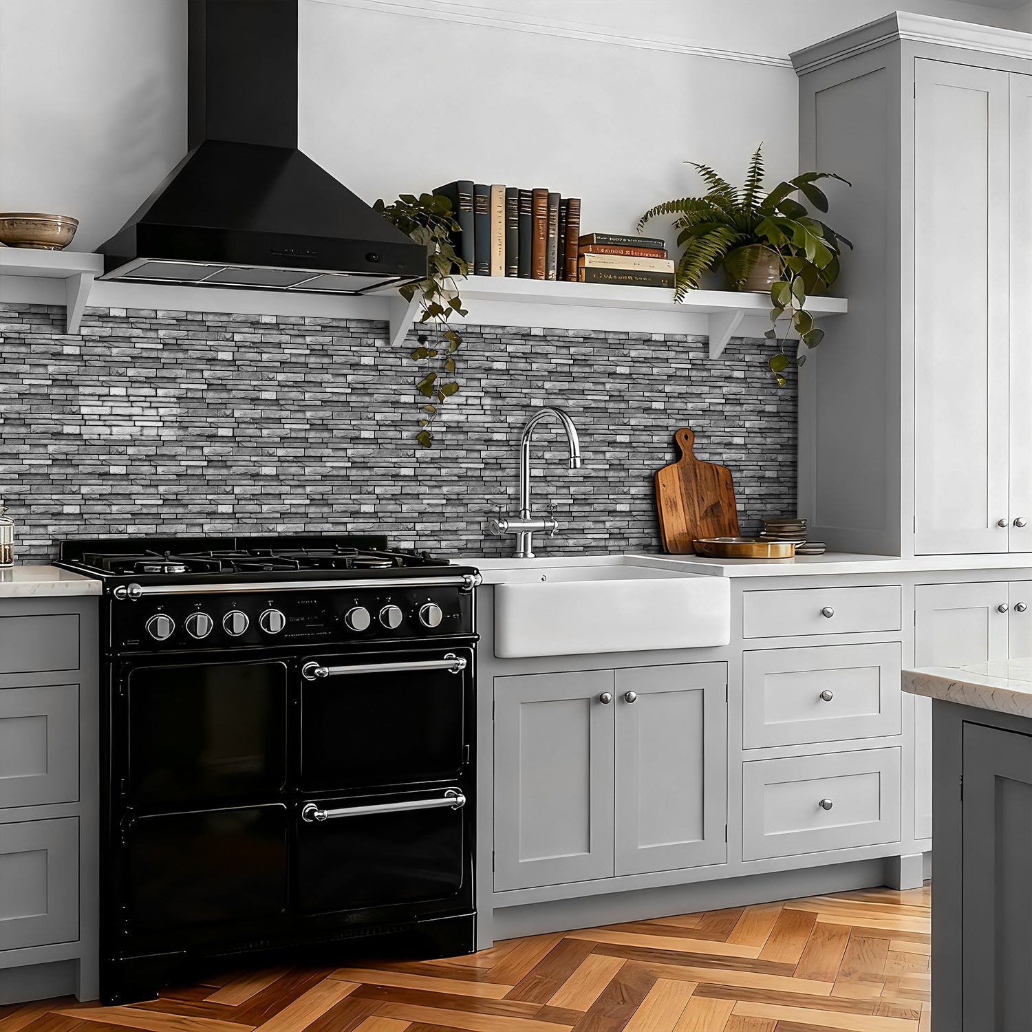 Ash Grey Slate Faux Stone Gel Tiles - 3D Peel and Stick Splashback