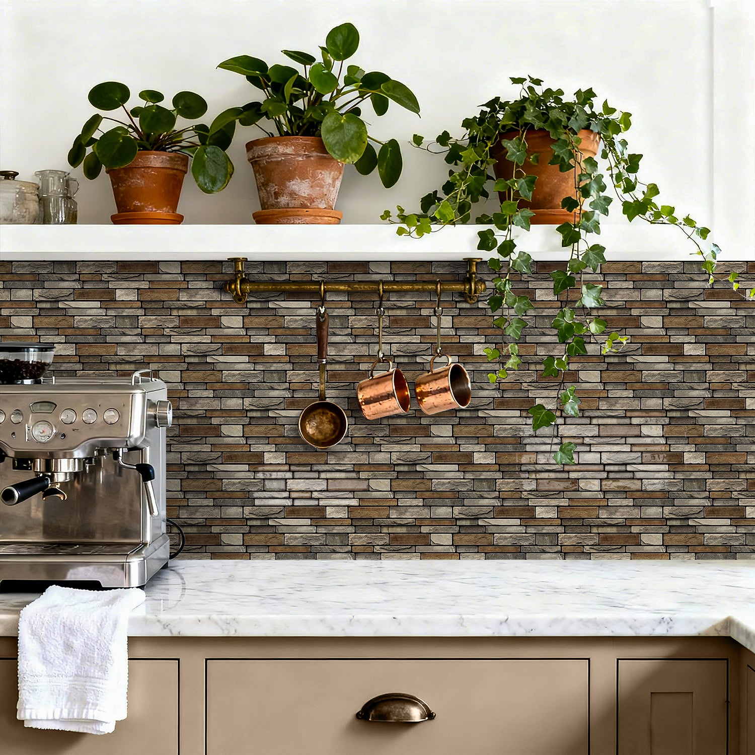 Rustic Sandstone Faux Stone Gel Tiles - 3D Peel and Stick Splashback