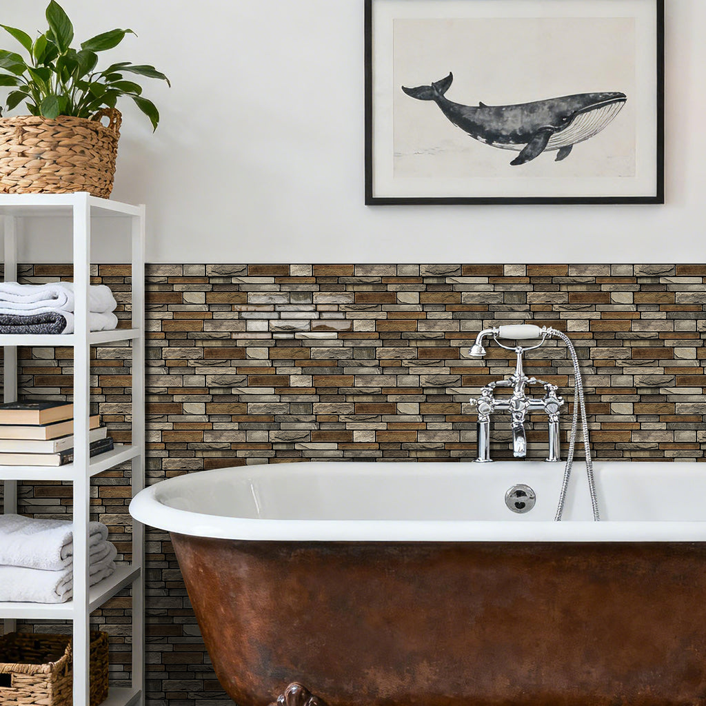 Rustic Sandstone Faux Stone Gel Tiles - 3D Peel and Stick Splashback