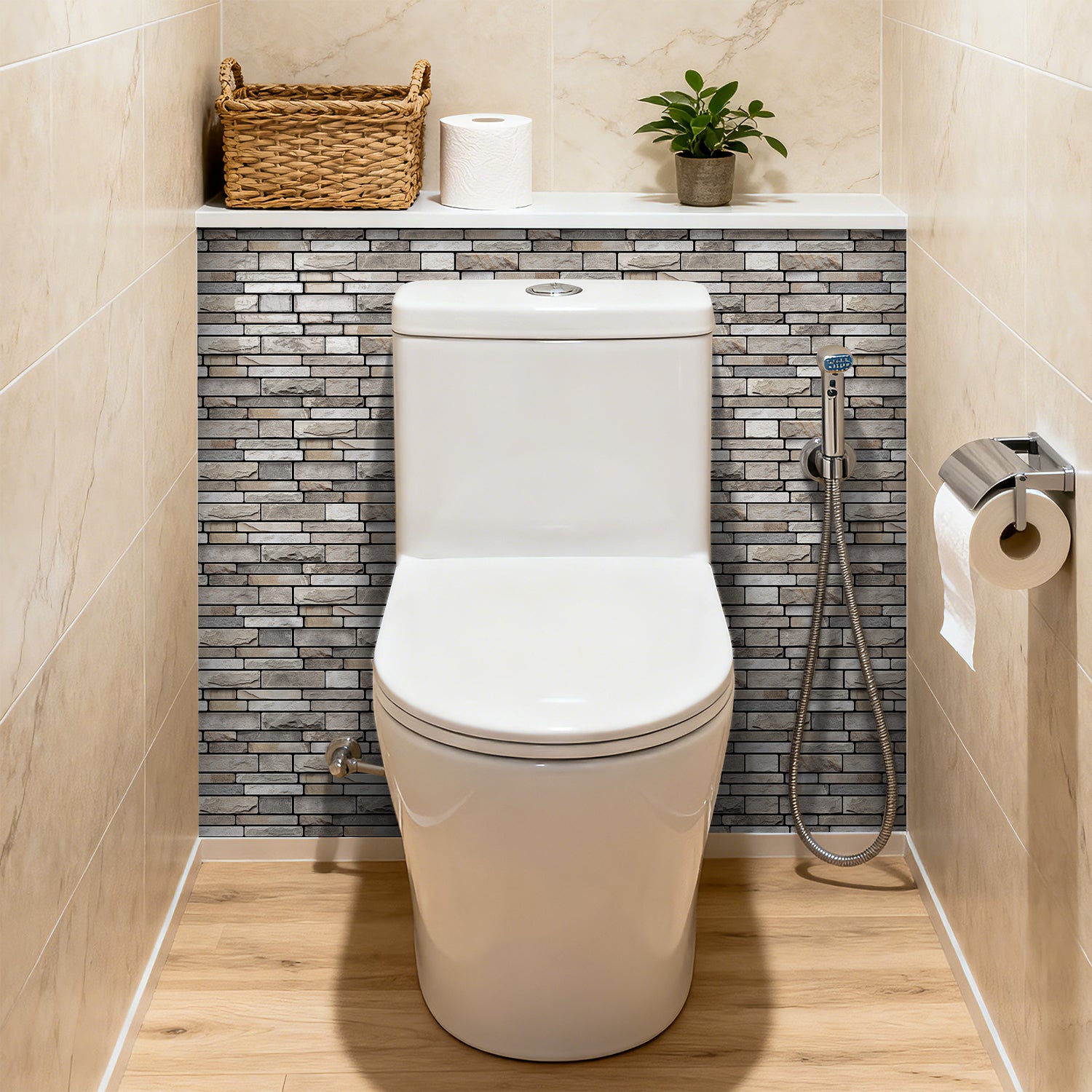 Natural Limestone Faux Stone Gel Tiles - 3D Peel and Stick Splashback