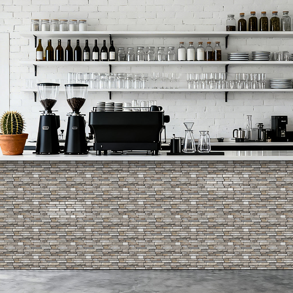 Natural Limestone Faux Stone Gel Tiles - 3D Peel and Stick Splashback