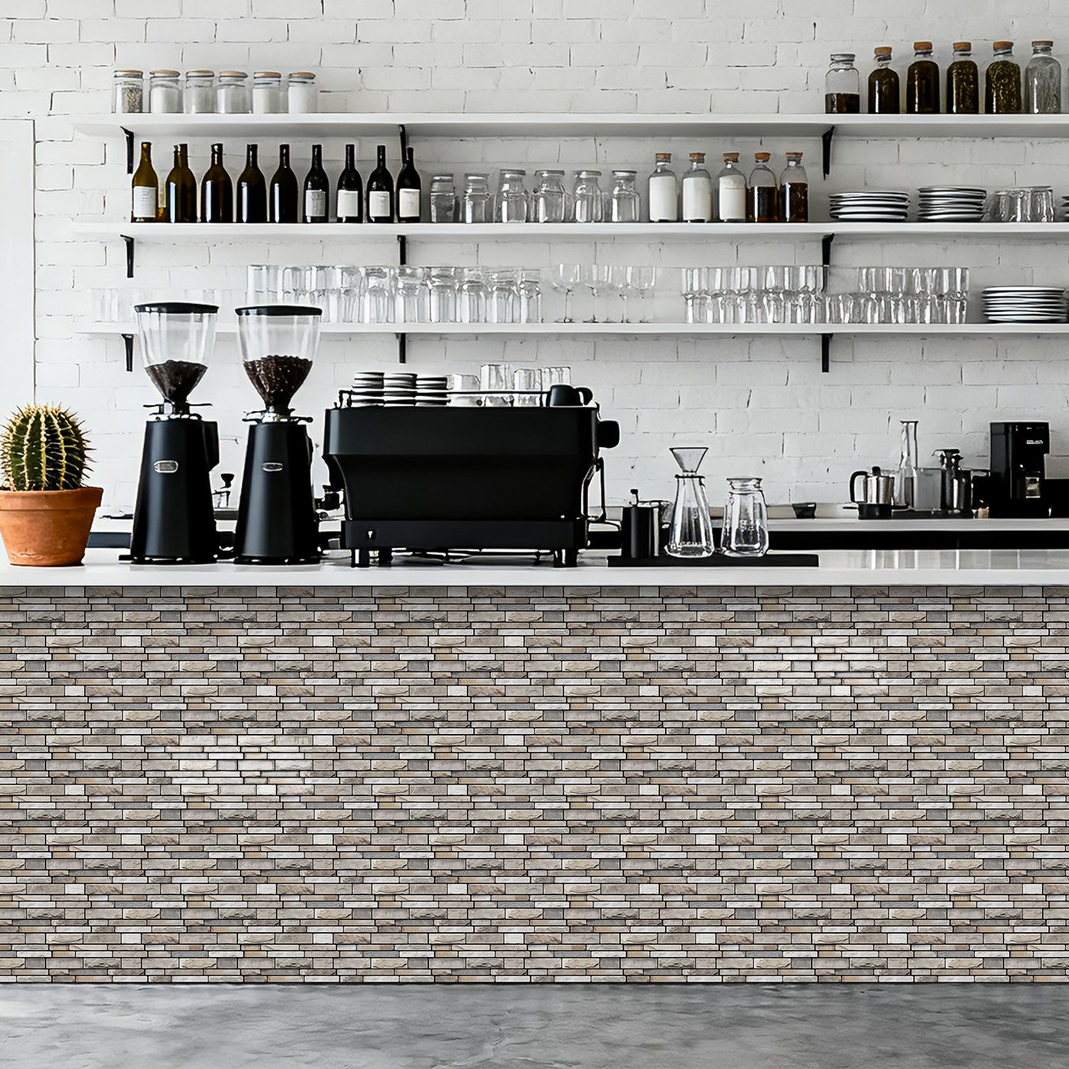 Natural Limestone Faux Stone Gel Tiles - 3D Peel and Stick Splashback