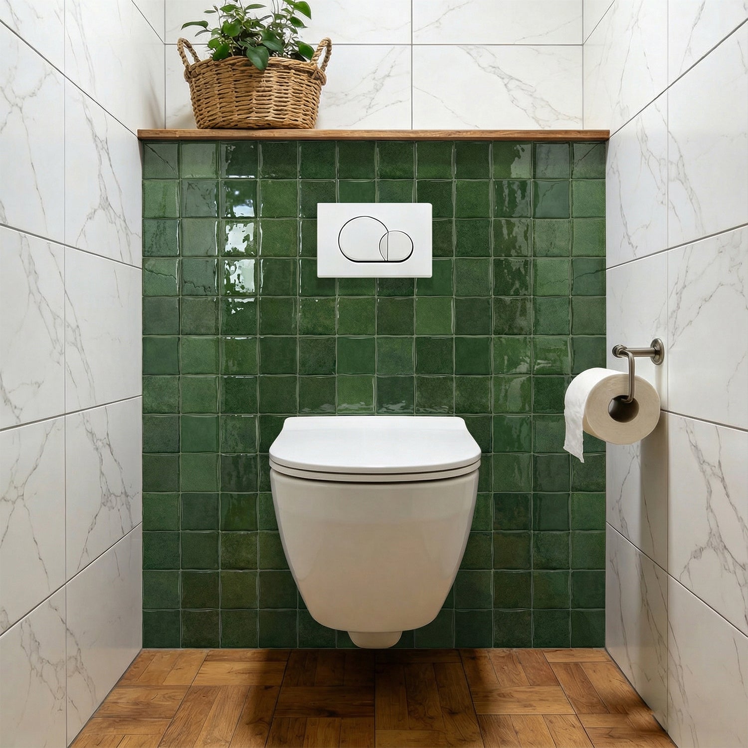 Vintage Green Square Grid Mosaic Tiles - 3D Gel Peel and Stick Splashback