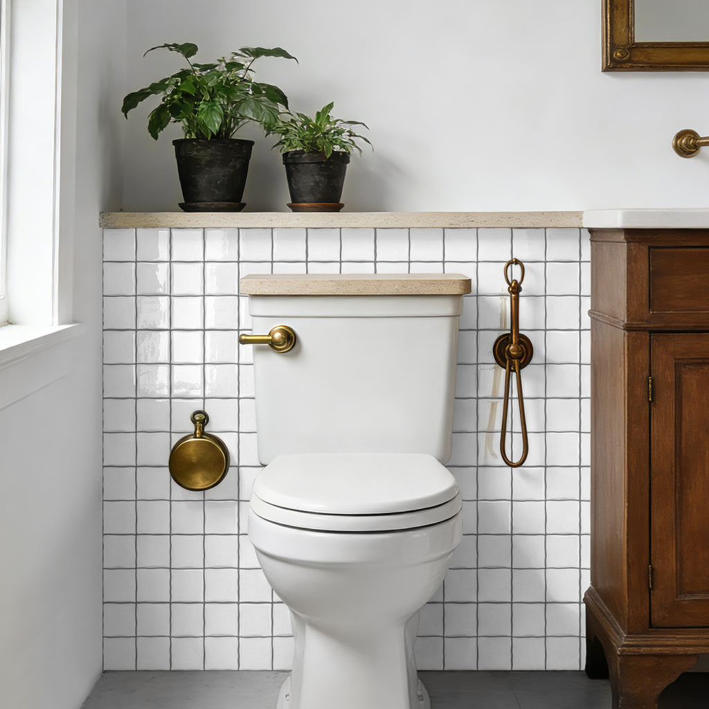 Classic White Square Grid Mosaic Tiles - 3D Gel Peel and Stick Splashback