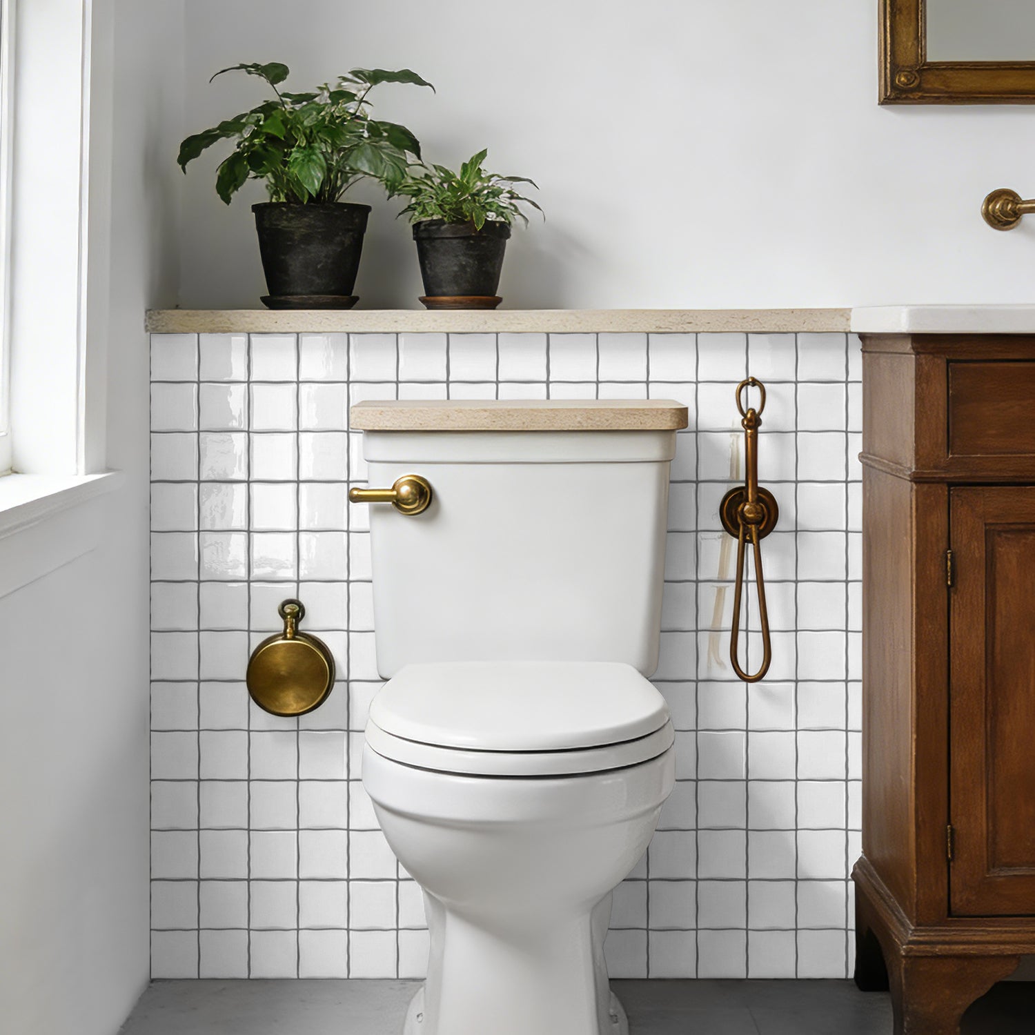 Classic White Square Grid Mosaic Tiles - 3D Gel Peel and Stick Splashback