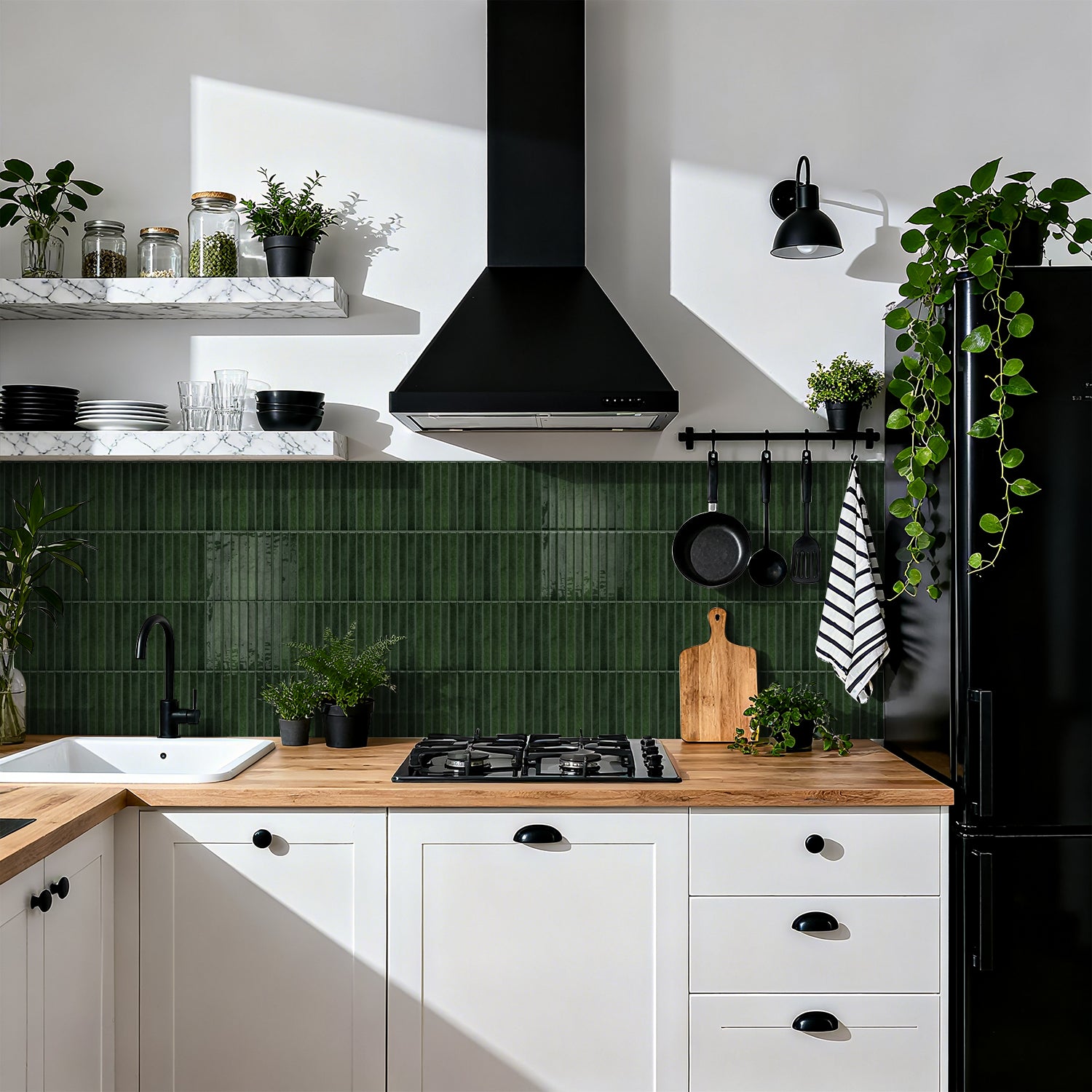 Vertical Kit Kat Tiles - Grass Green - Trending 3D Gel Splashback