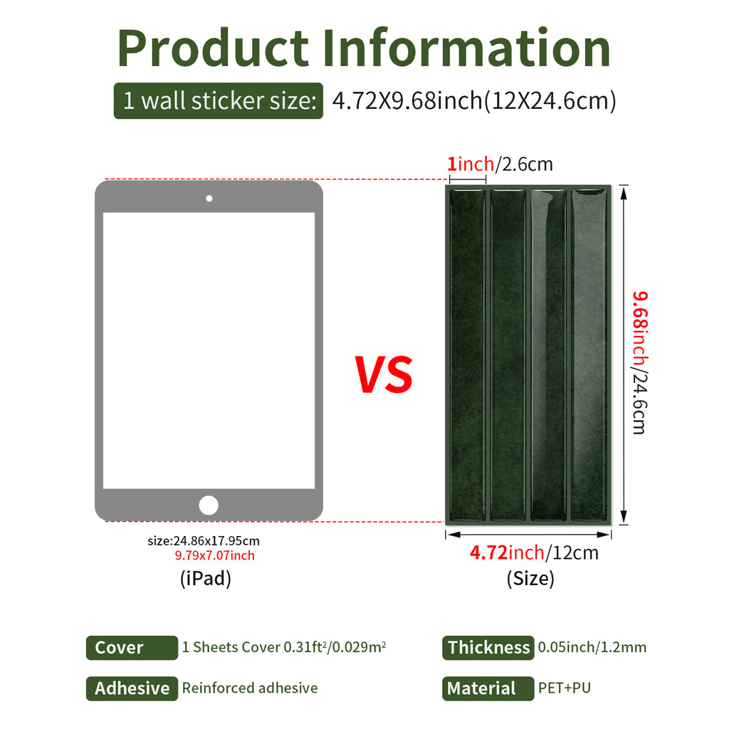 Vertical Kit Kat Tiles - Grass Green - Trending 3D Gel Splashback