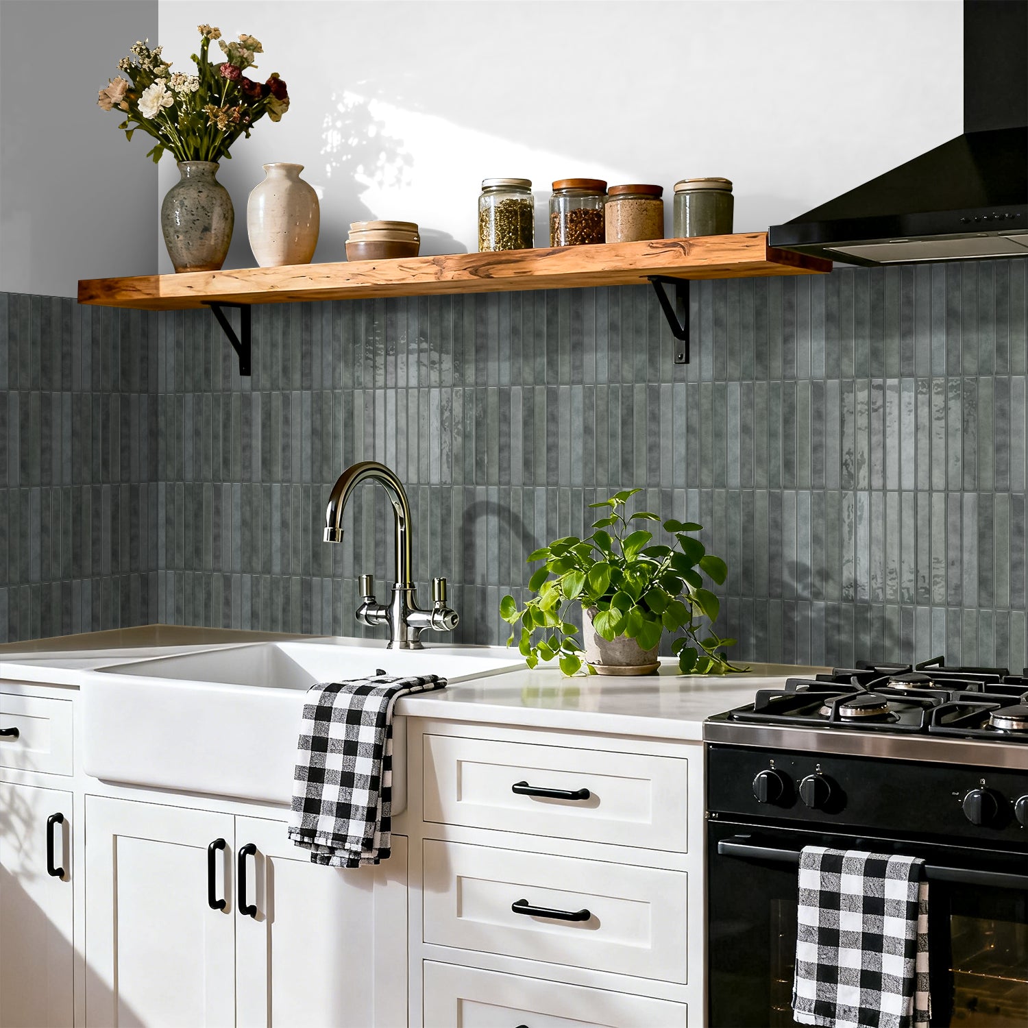 Vertical Kit Kat Tiles - Gray - Trending 3D Gel Splashback