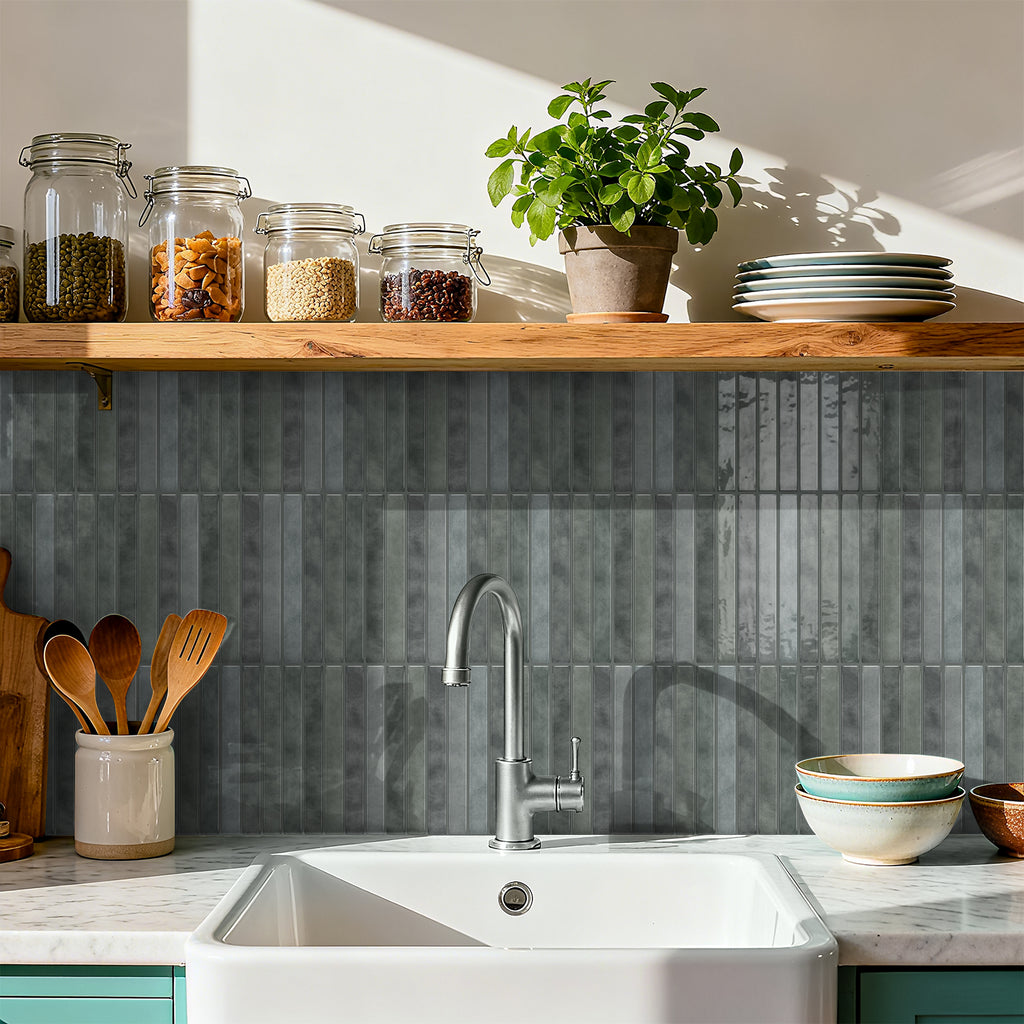 Vertical Kit Kat Tiles - Gray - Trending 3D Gel Splashback