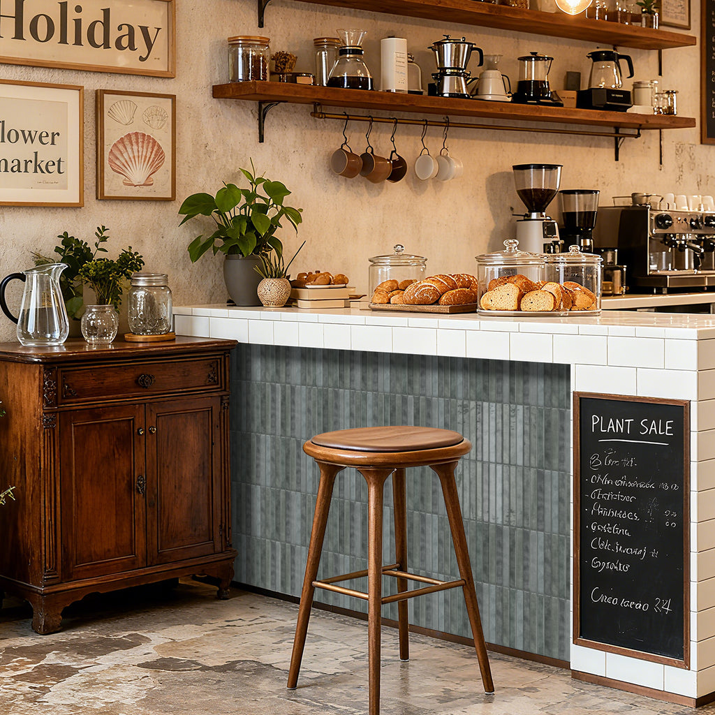 Vertical Kit Kat Tiles - Gray - Trending 3D Gel Splashback