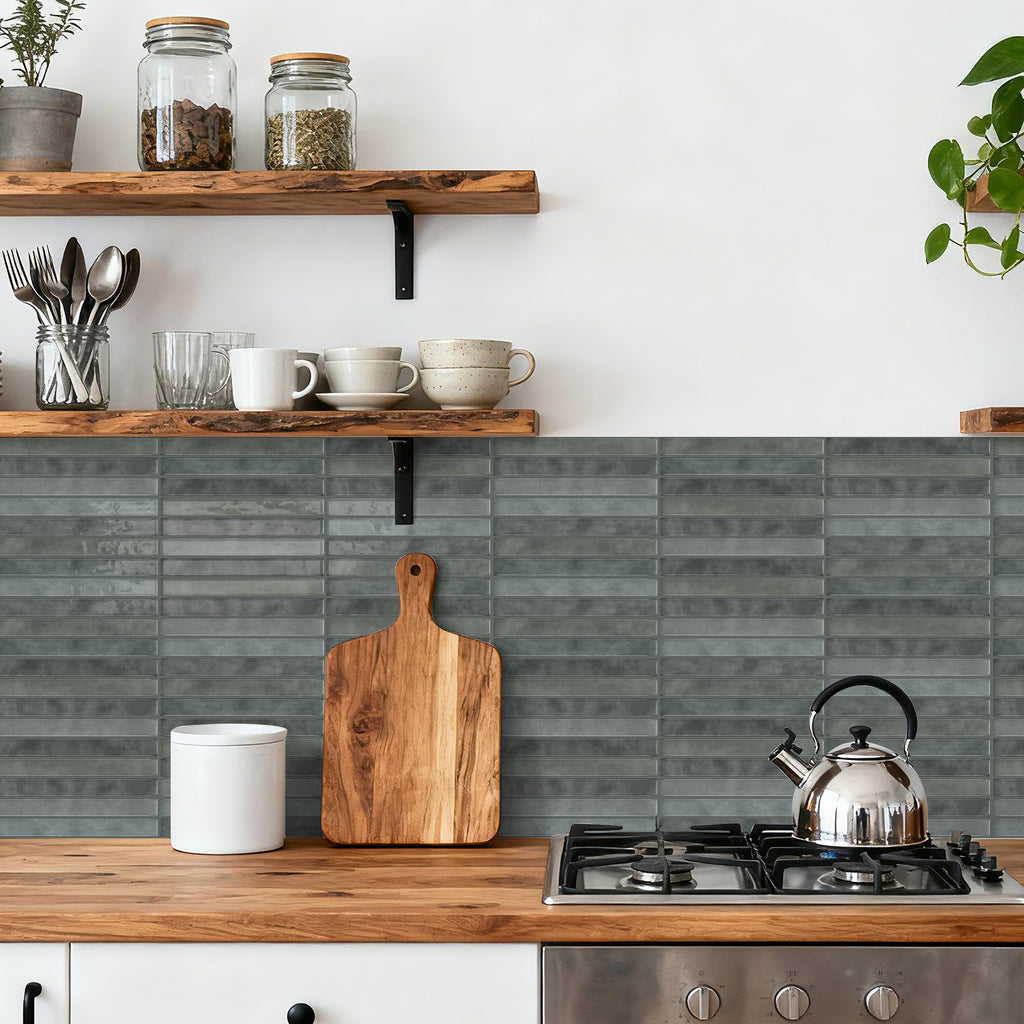 Vertical Kit Kat Tiles - Gray - Trending 3D Gel Splashback