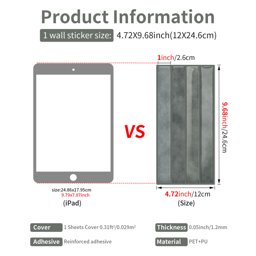 Vertical Kit Kat Tiles - Gray - Trending 3D Gel Splashback