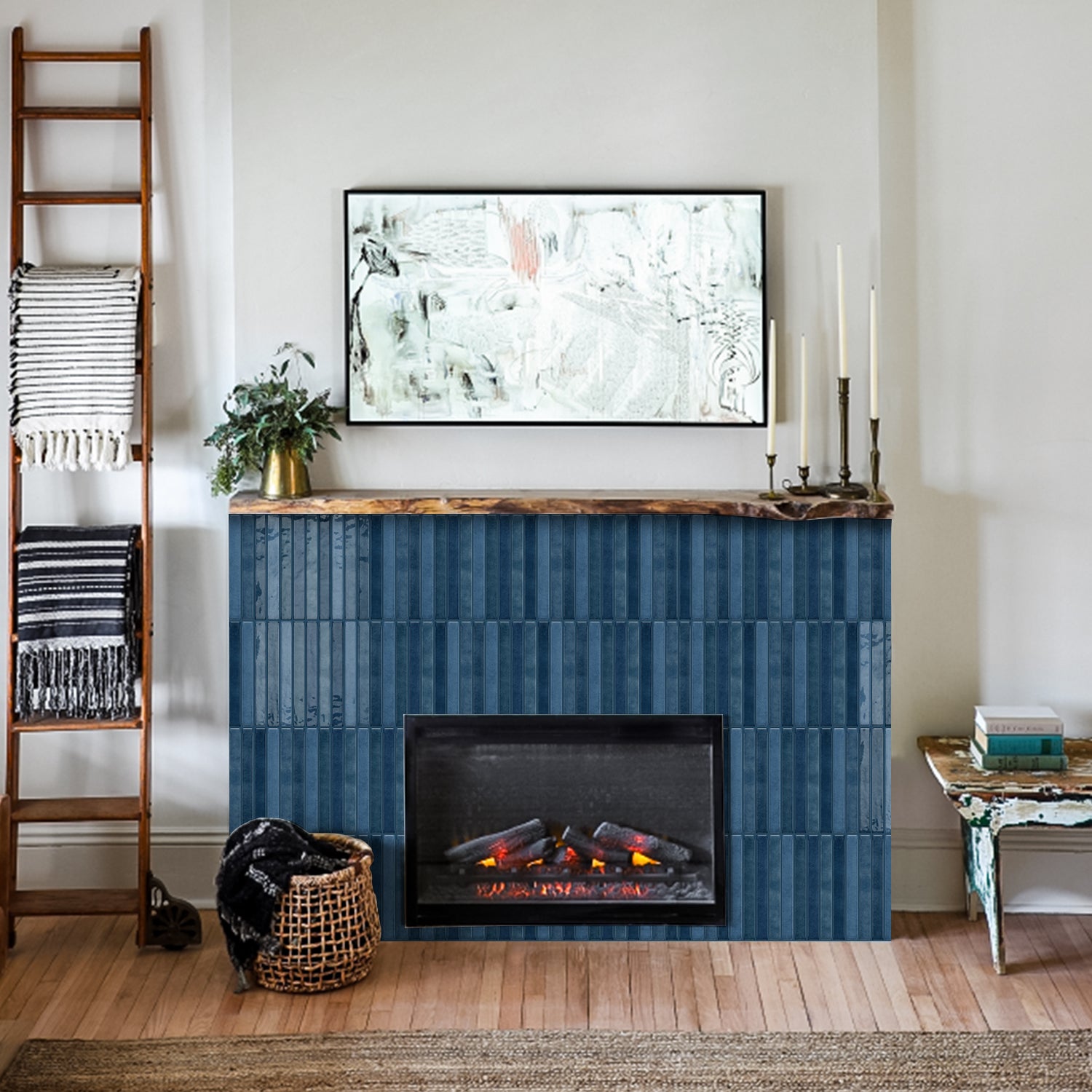 Vertical Kit Kat Tiles - Navy Blue - Trending 3D Gel Splashback