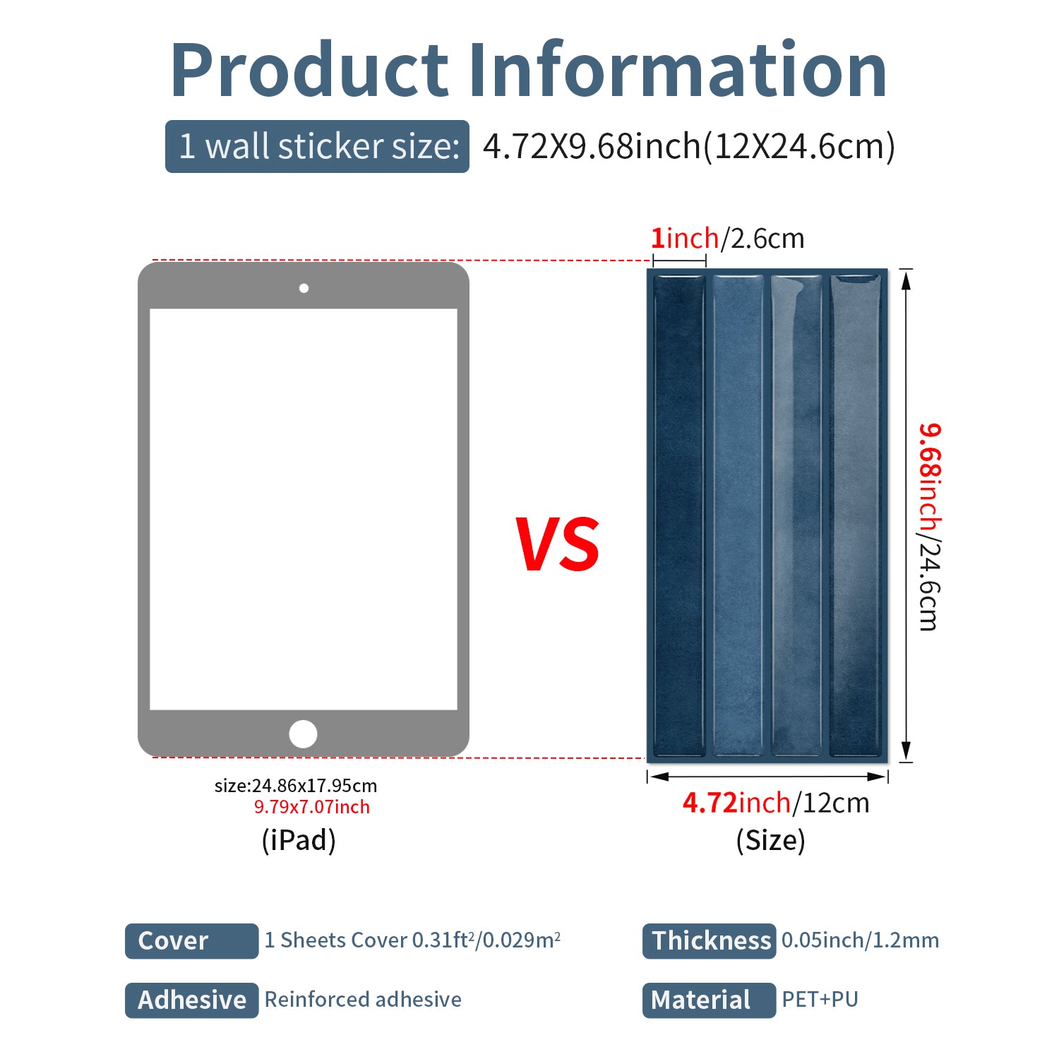 Vertical Kit Kat Tiles - Navy Blue - Trending 3D Gel Splashback