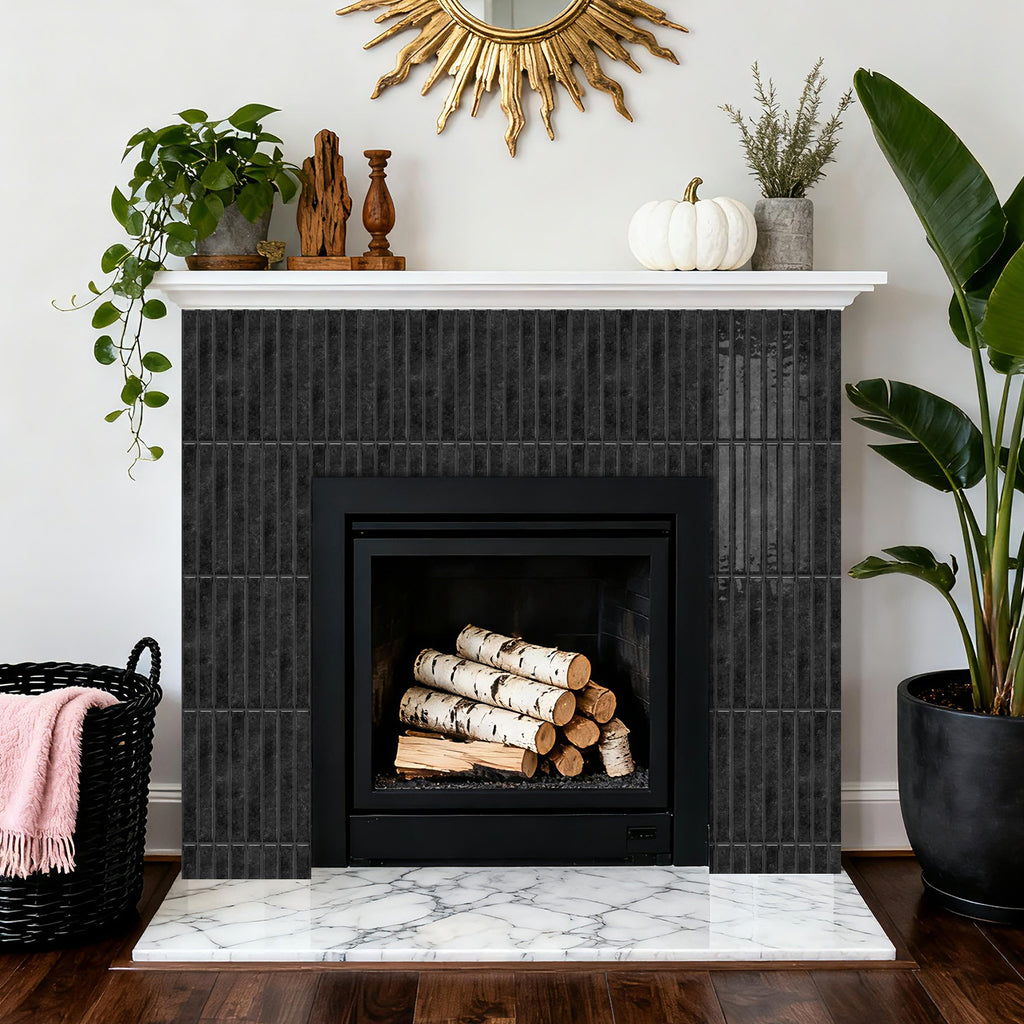 Vertical Kit Kat Tiles - Black - Trending 3D Gel Splashback