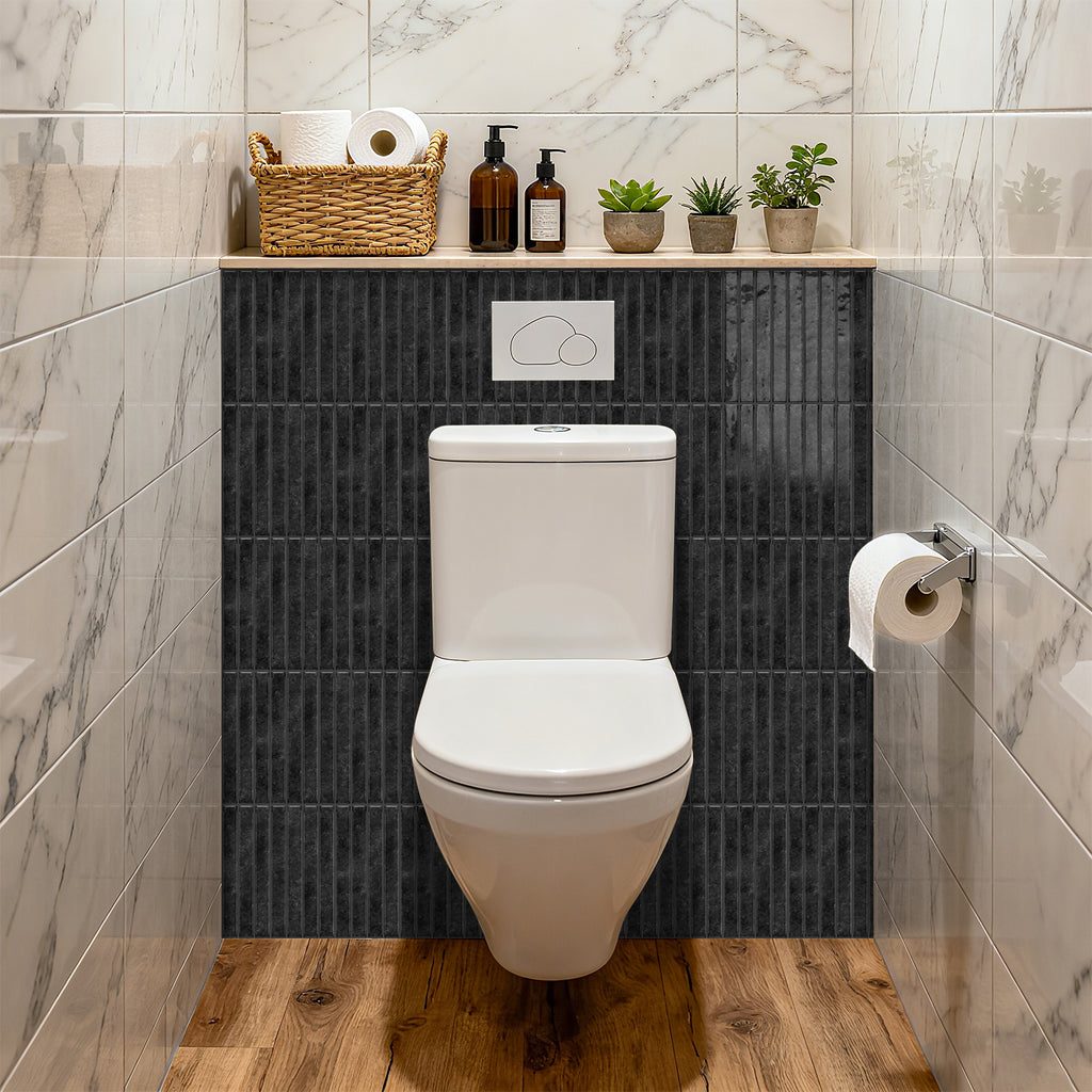 Vertical Kit Kat Tiles - Black - Trending 3D Gel Splashback