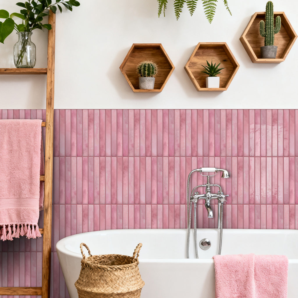 Vertical Kit Kat Tiles - Pink - Trending 3D Gel Splashback