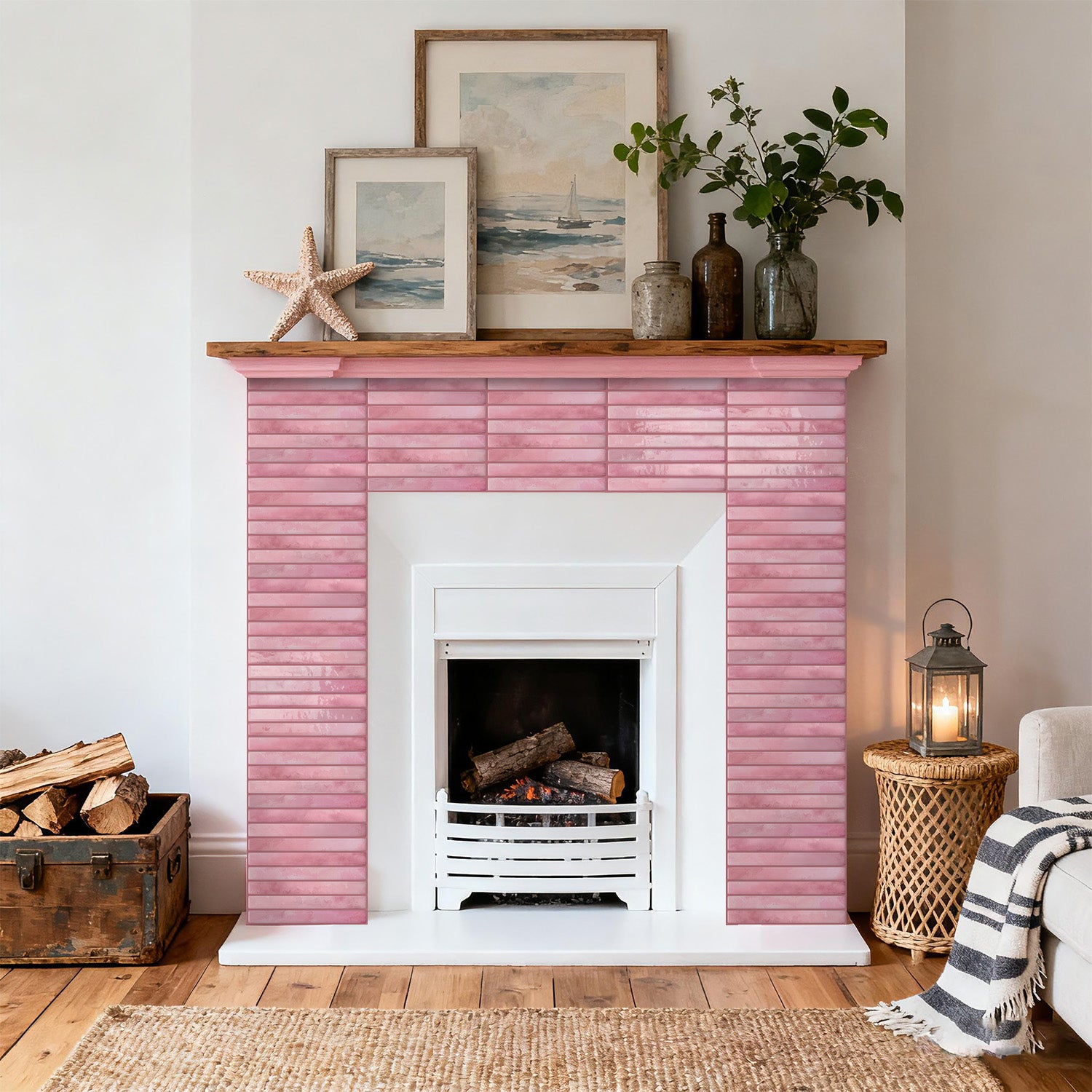 Vertical Kit Kat Tiles - Pink - Trending 3D Gel Splashback