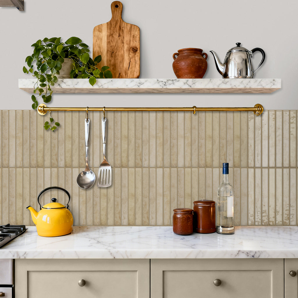 Vertical Kit Kat Tiles - Beige - Trending 3D Gel Splashback