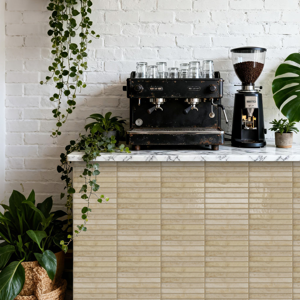 Vertical Kit Kat Tiles - Beige - Trending 3D Gel Splashback